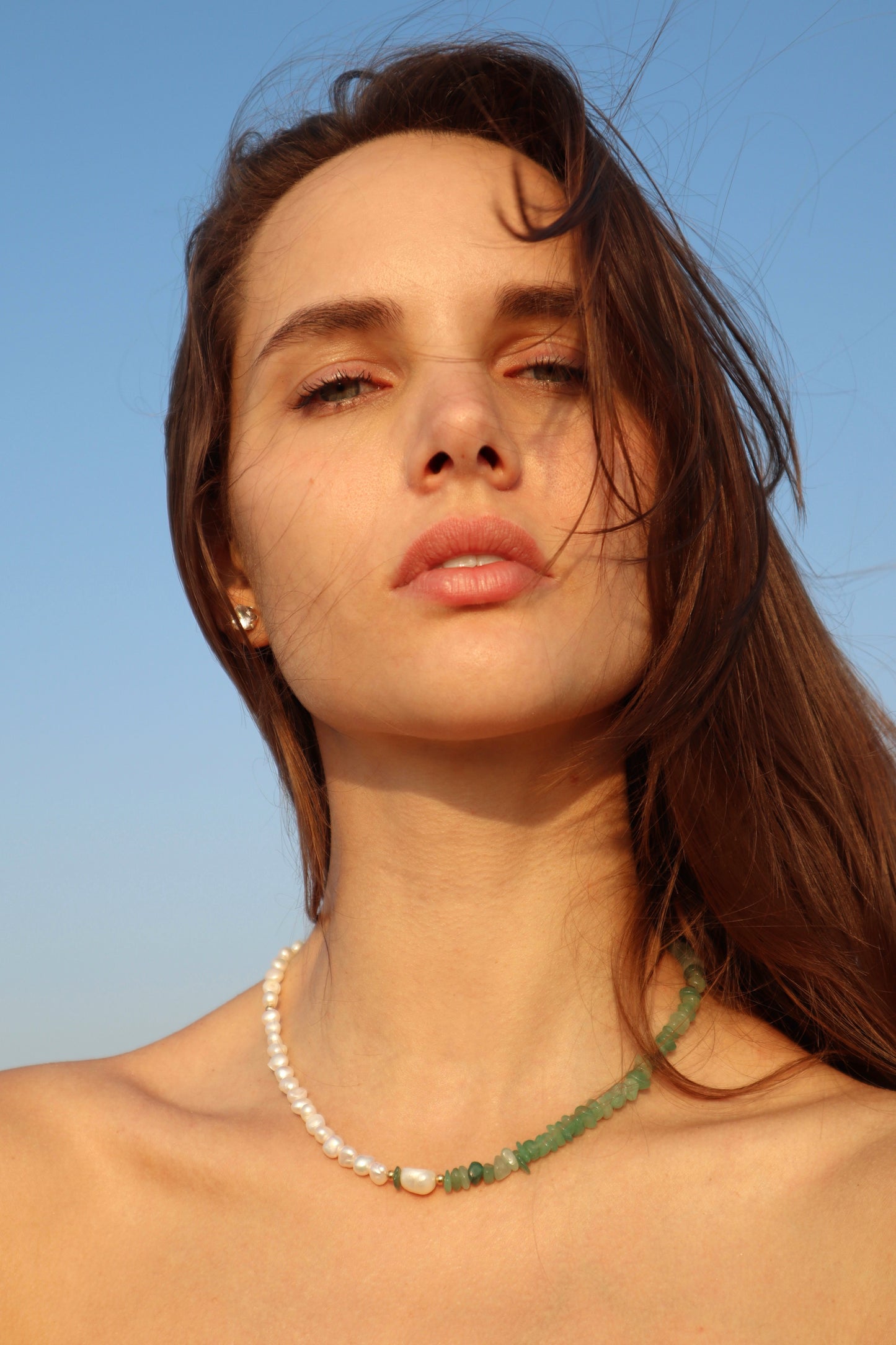 Green Aventurine Necklace | Freshwater Pearl | 14K Gold-Filled