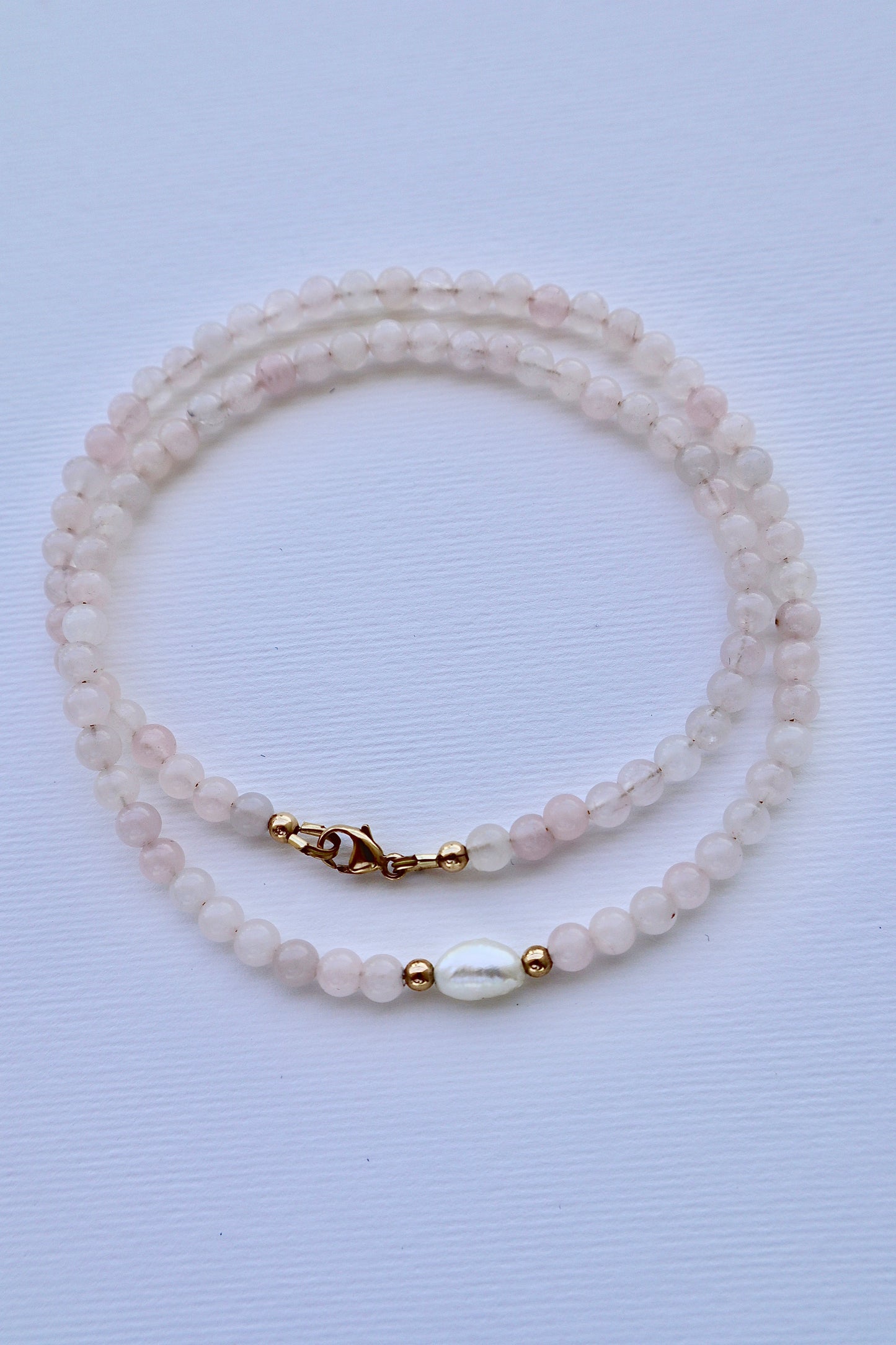 Rose Quartz Necklace | Freshwater Pearl | 14k Gold-Filled