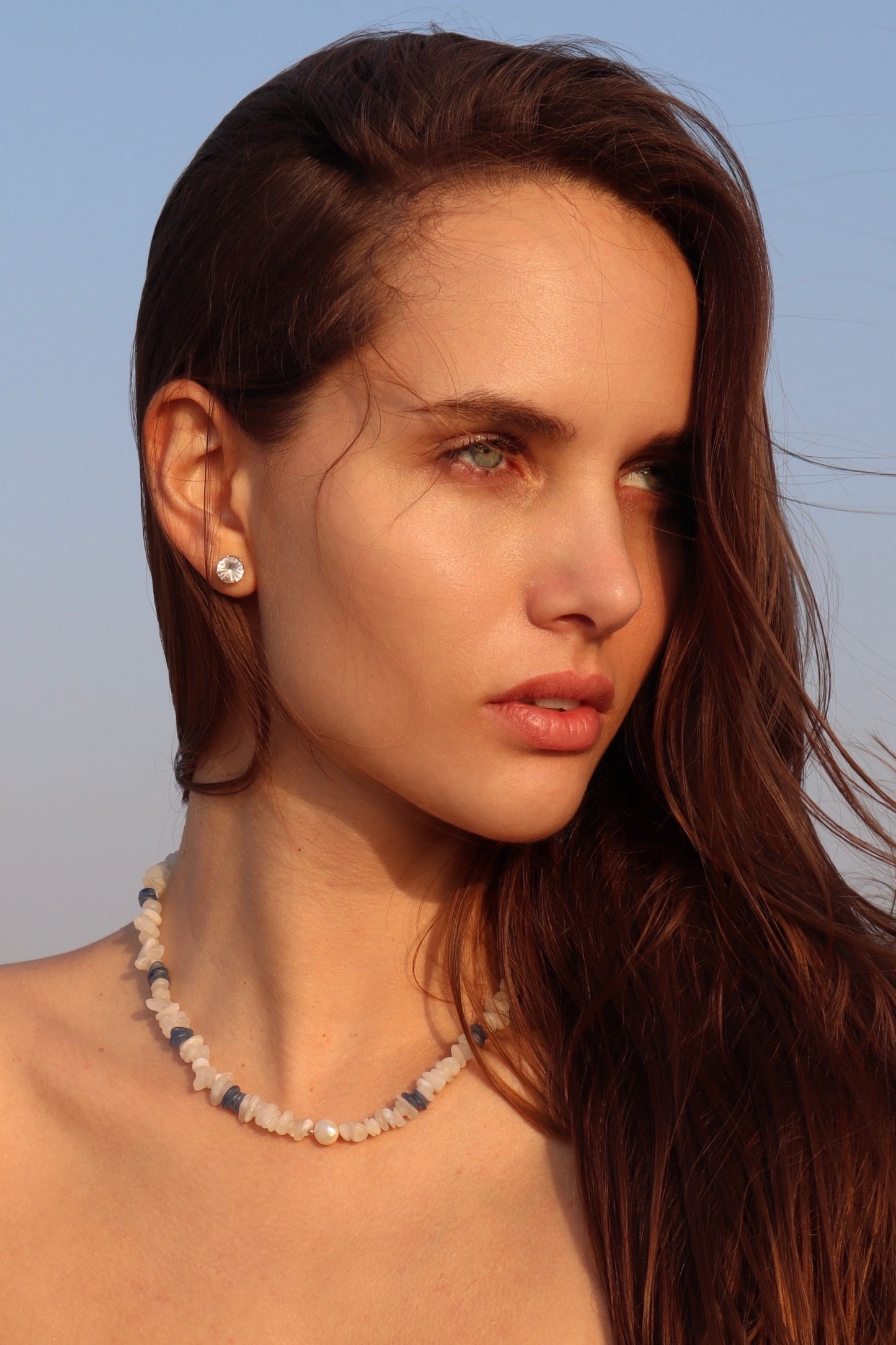 Blue Moonstone & Kyanite Necklace | Freshwater Pearl | 14k Gold-Filled