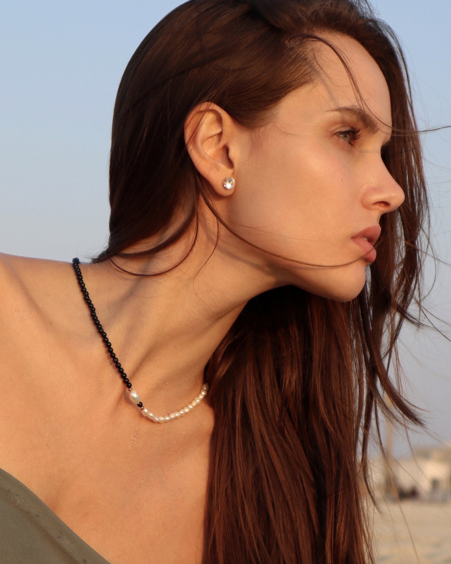 Onyx & Freshwater Pearl Necklace | 925 Sterling Silver