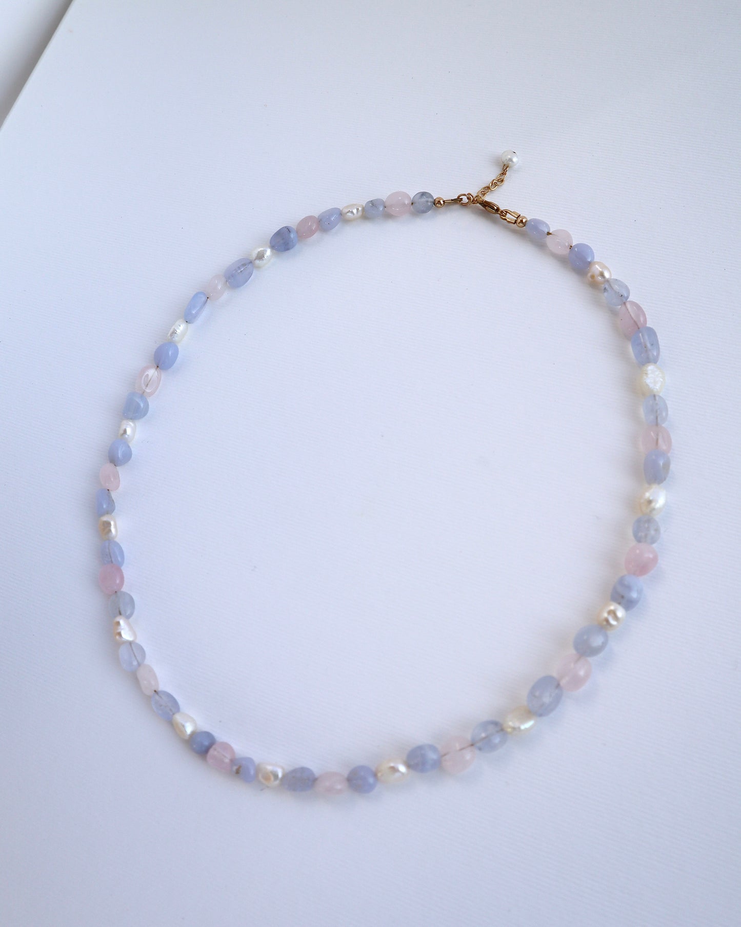 Rose Quartz & Blue Lace Agate | Freshwater Pearl | 14k Gold-Filled - Nalika Jewelry