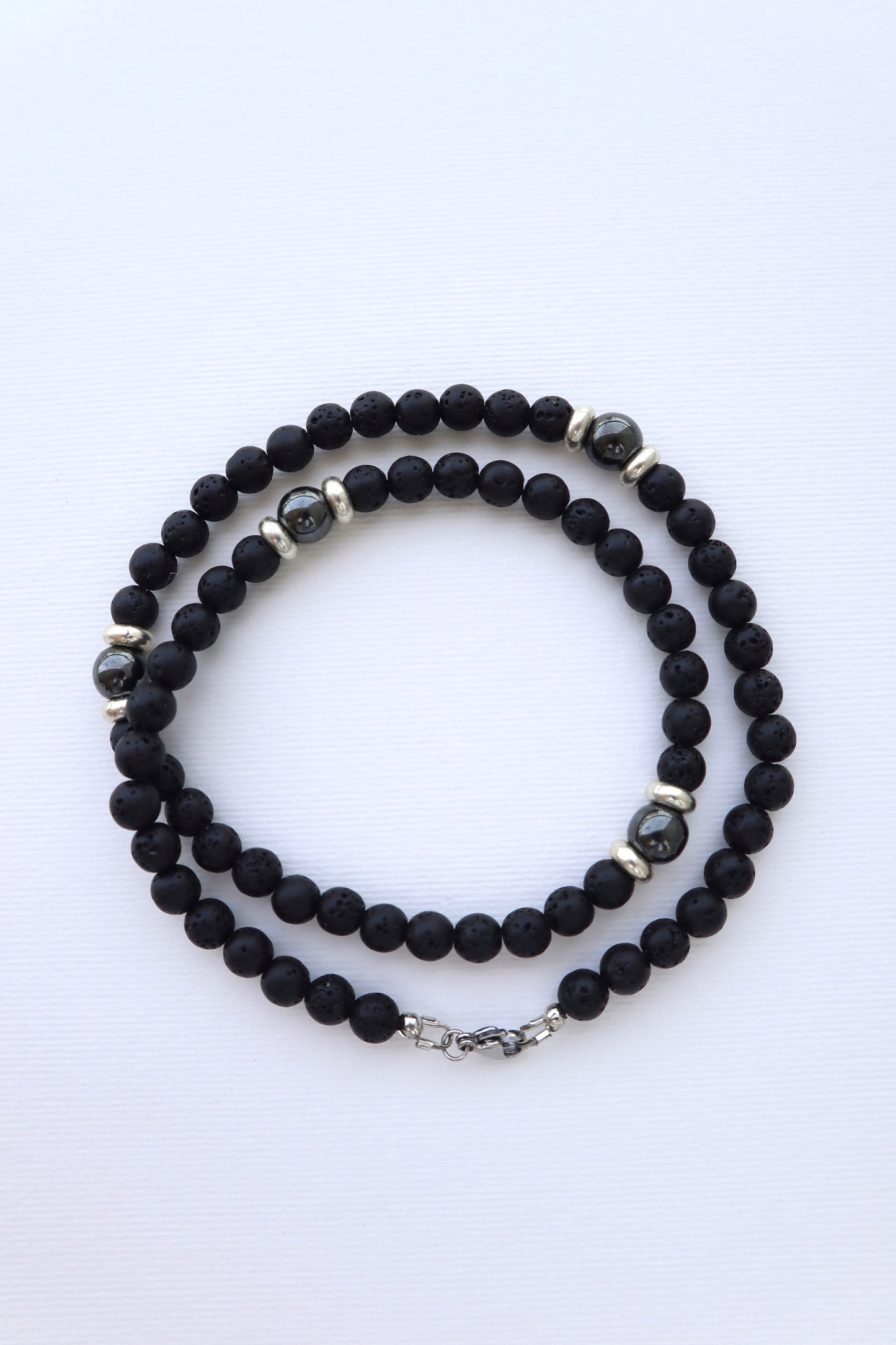 Mens Lava Stone & Onyx beaded Necklace - Nalika Jewelry