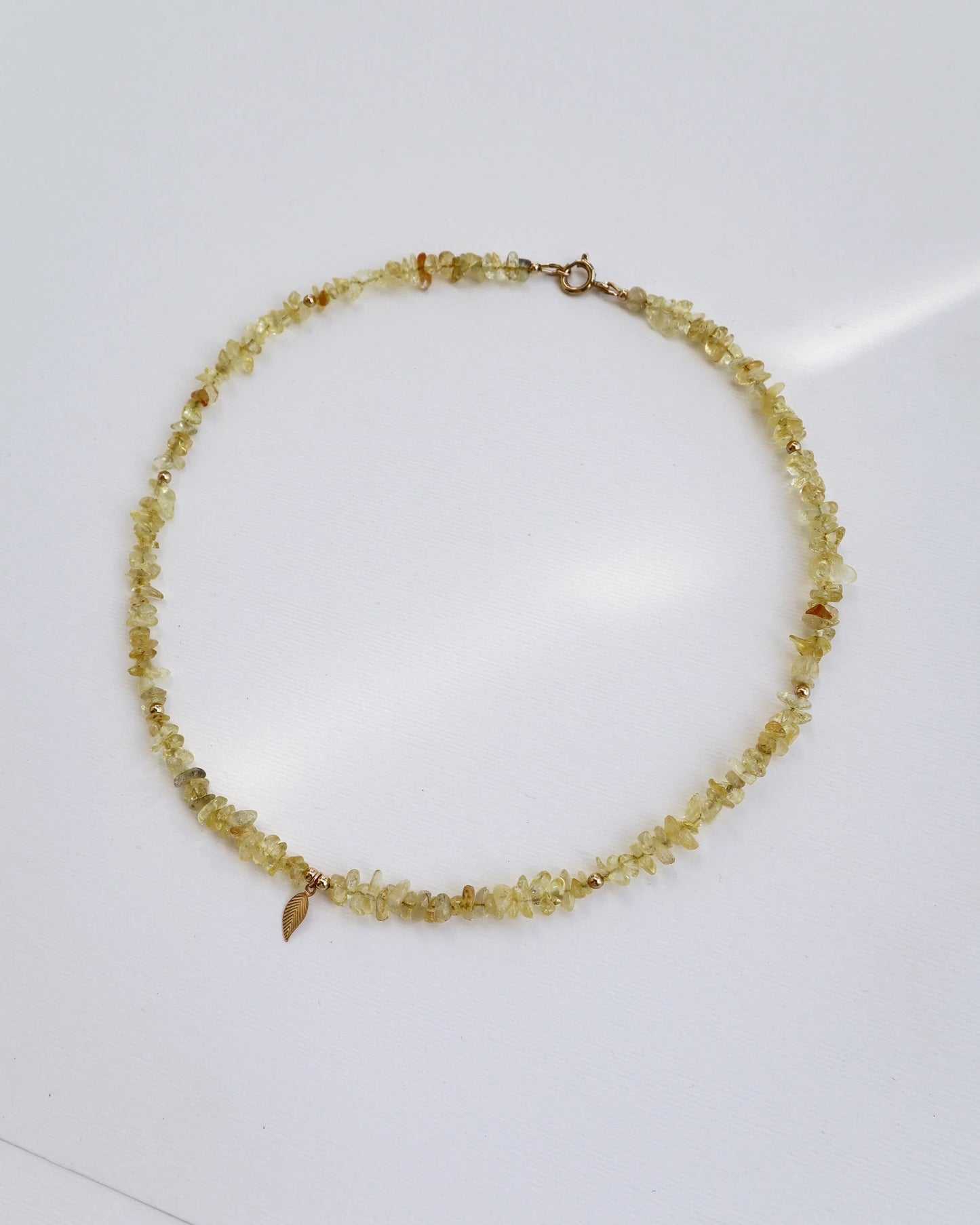 Citrine Necklace | 14k Gold-Filled | Leaf Charm - Nalika Jewelry