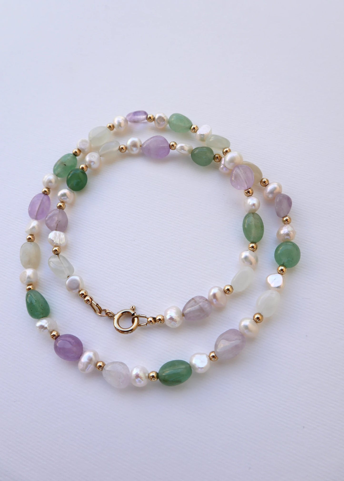 Green Aventurine + Amethyst + Moonstone | 14K Gold-Filled | Freshwater Pearl - Nalika Jewelry