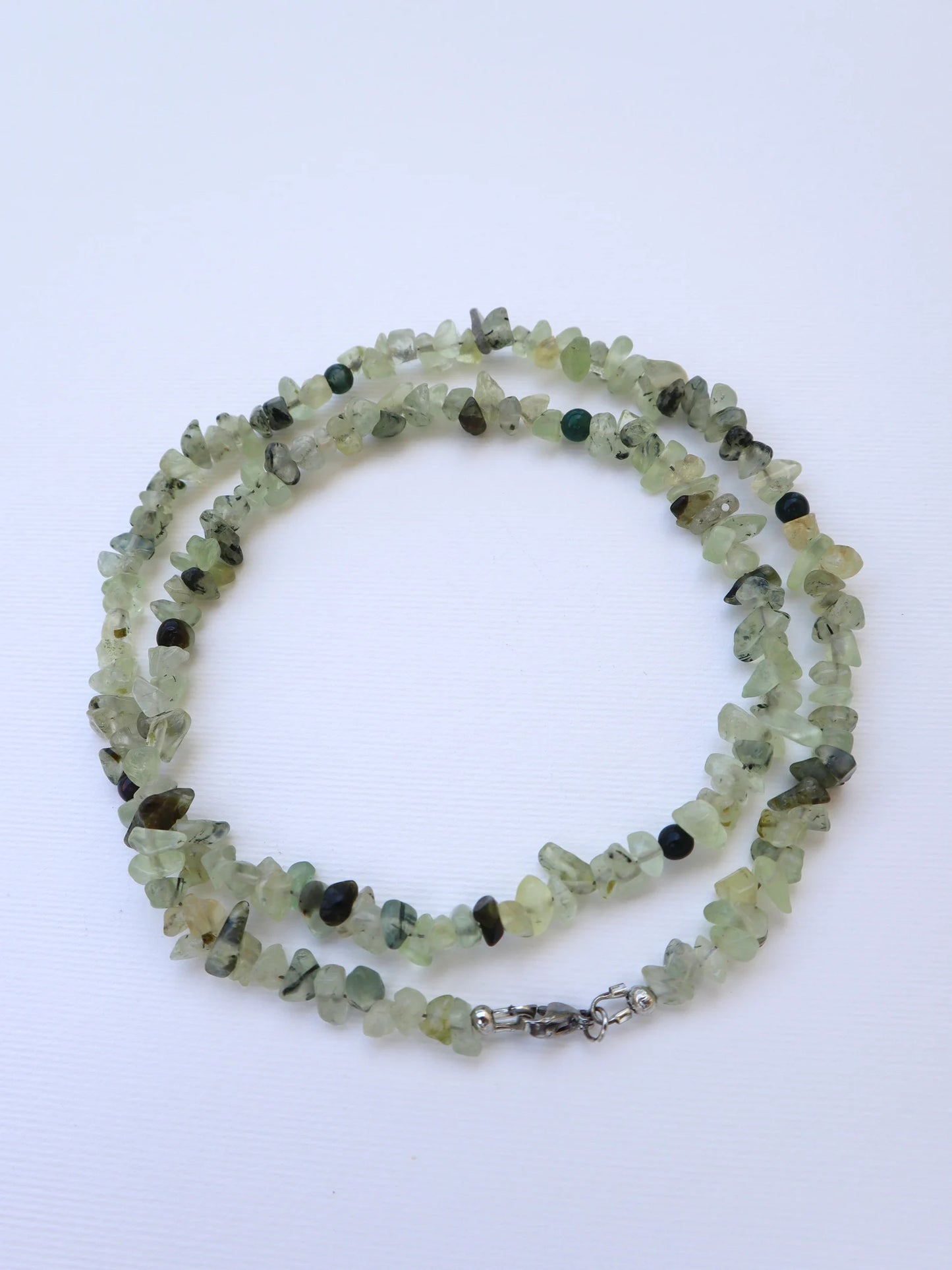 Mens Prehnite beaded necklace | handmade - Nalika Jewelry