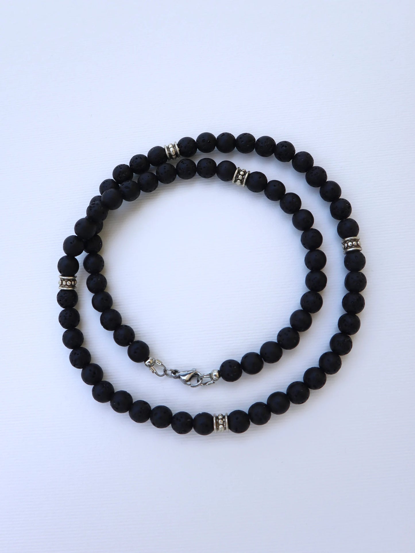 Mens Lava Stone beaded Necklace | handmade - Nalika Jewelry