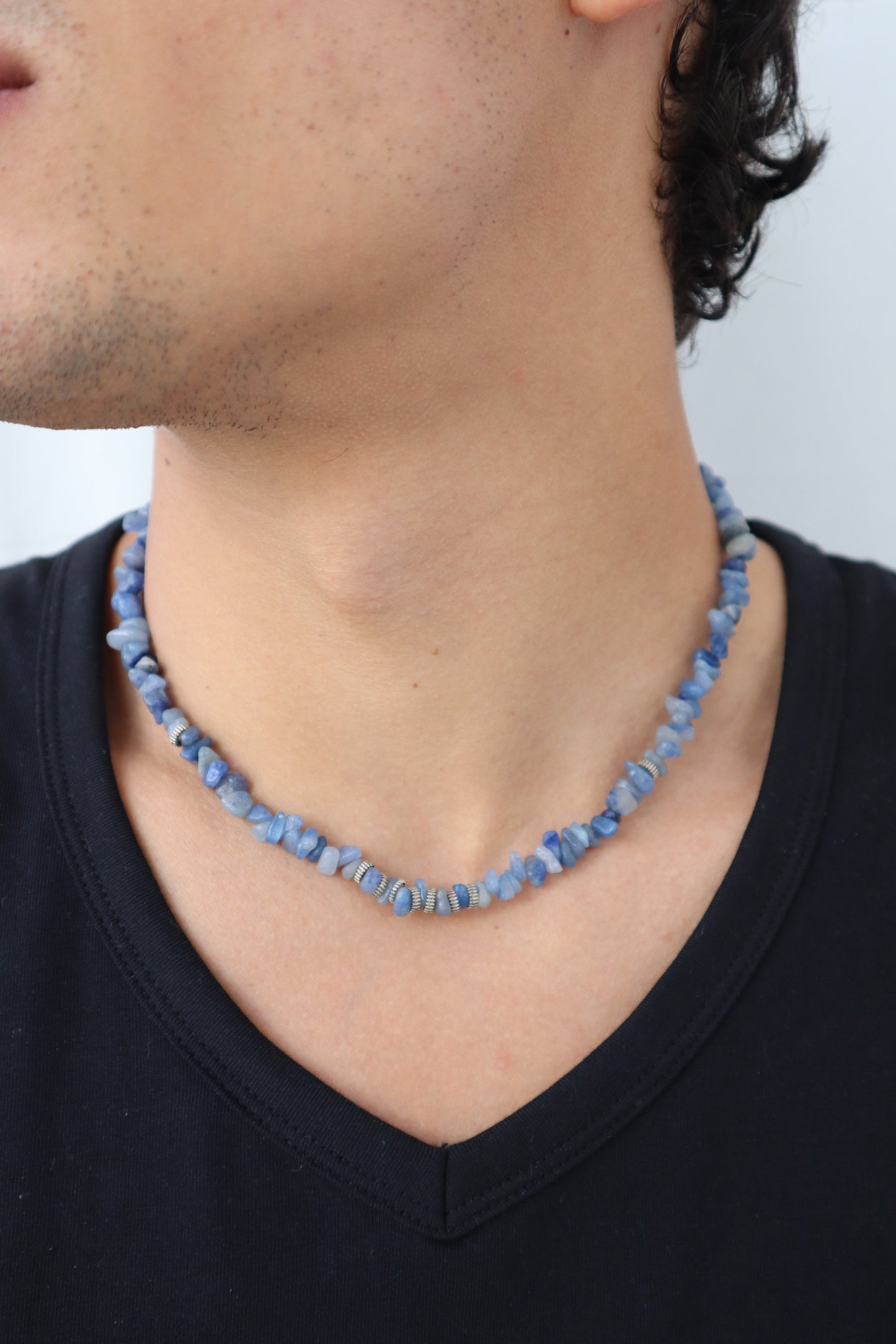 Mens Kyanite beaded Necklace