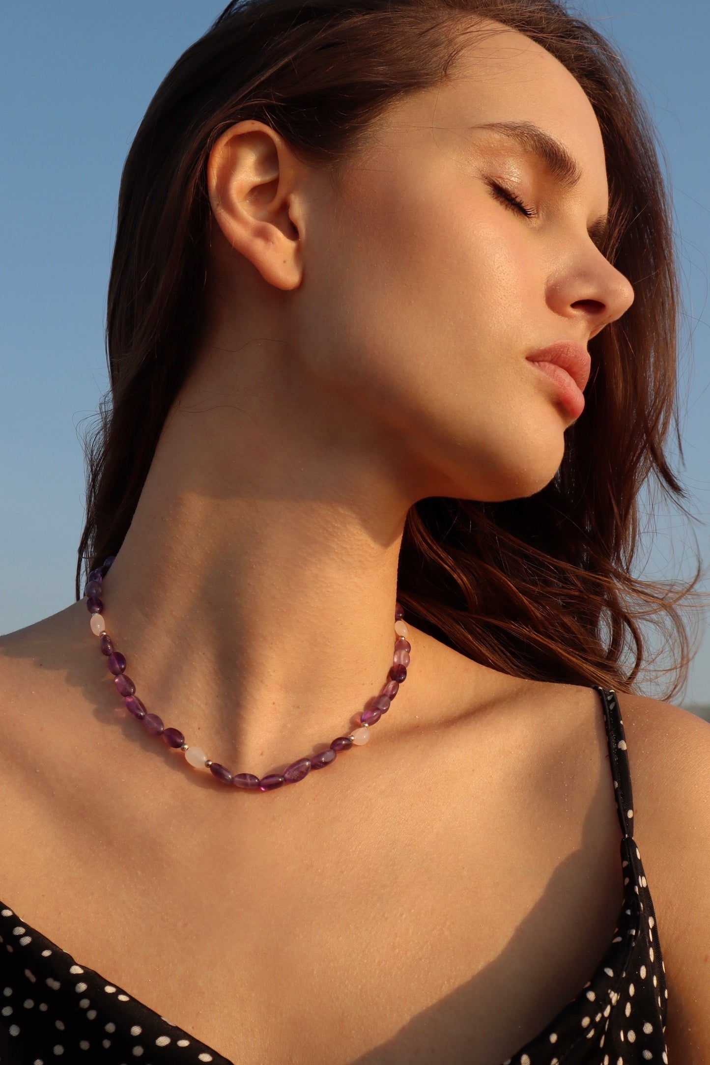 Amethyst & Rose Quartz Necklace | 925 Sterling Silver