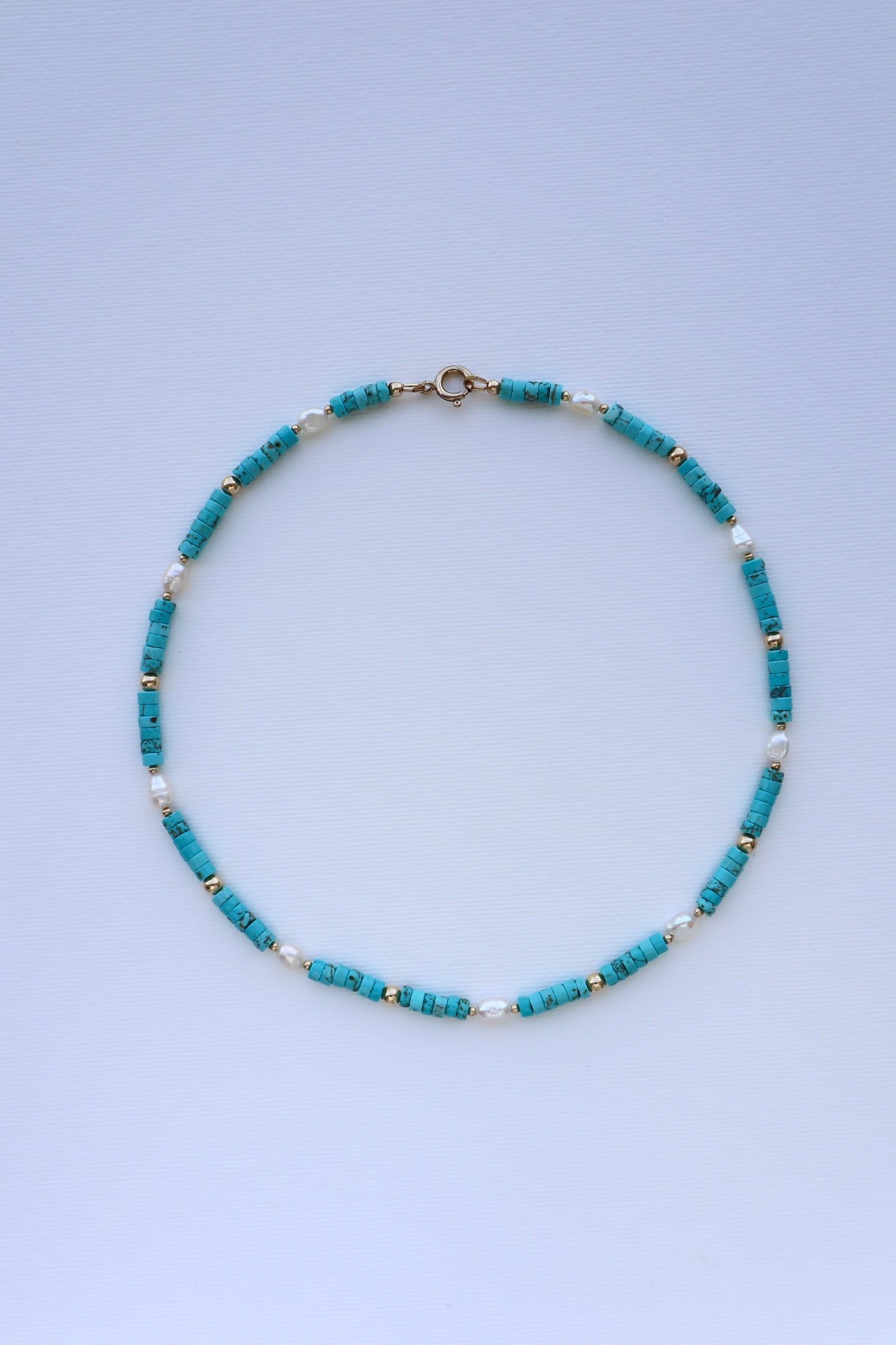 Turquoise & Freshwater Pearls Necklace | 14k Gold-Filled