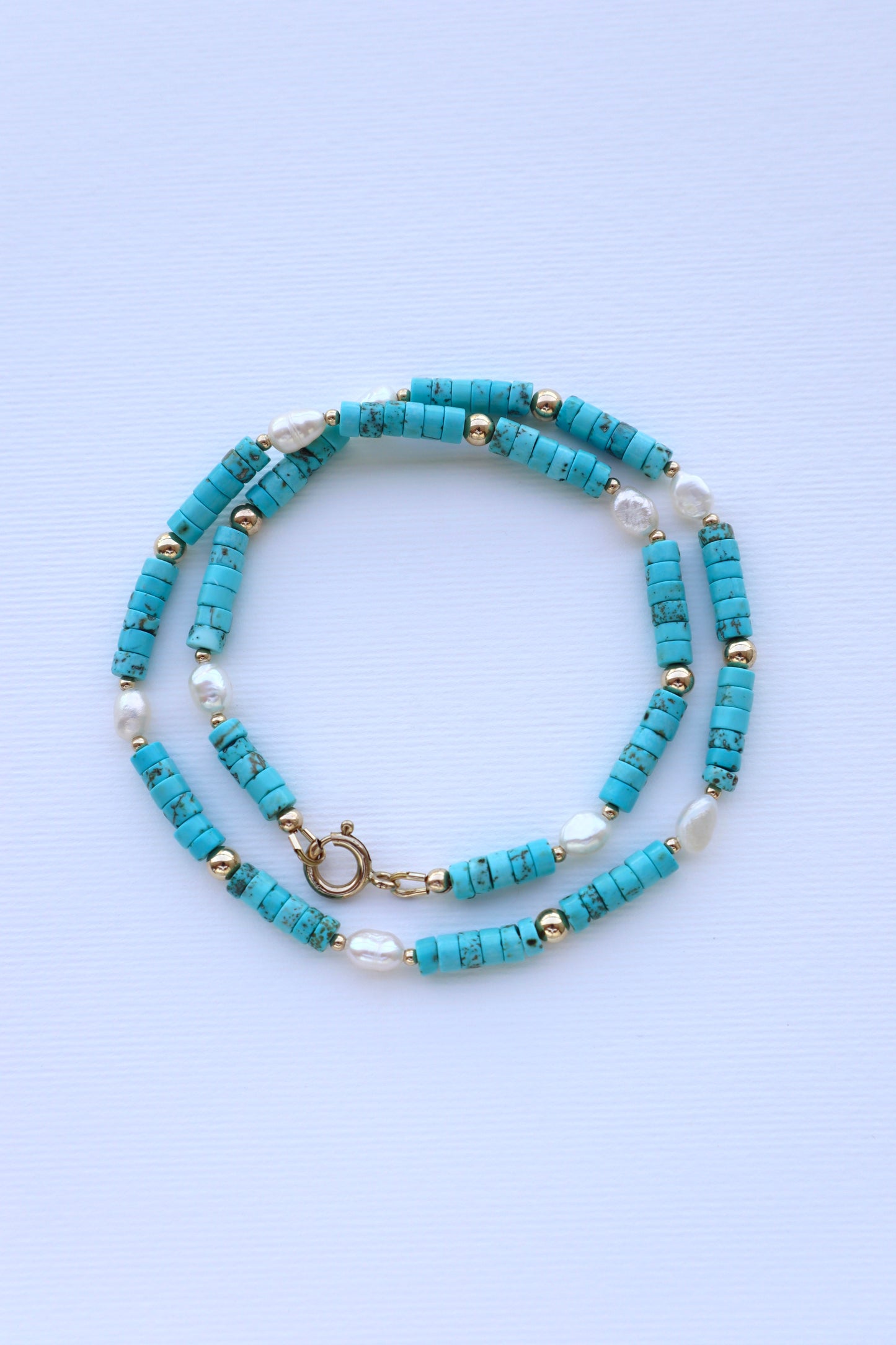 Turquoise & Freshwater Pearls Necklace | 14k Gold-Filled