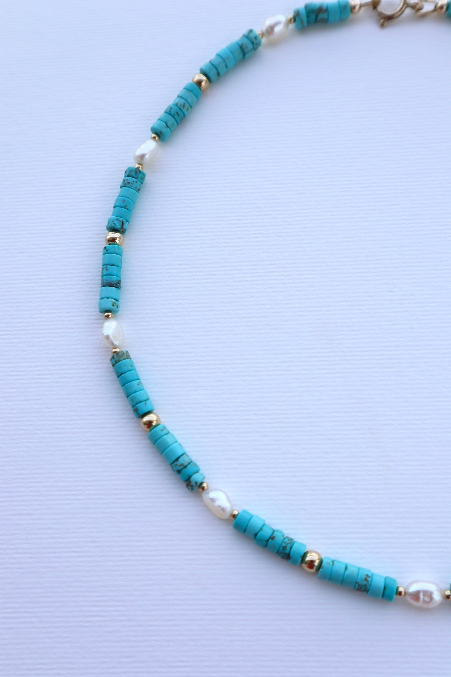 Turquoise & Freshwater Pearls Necklace | 14k Gold-Filled