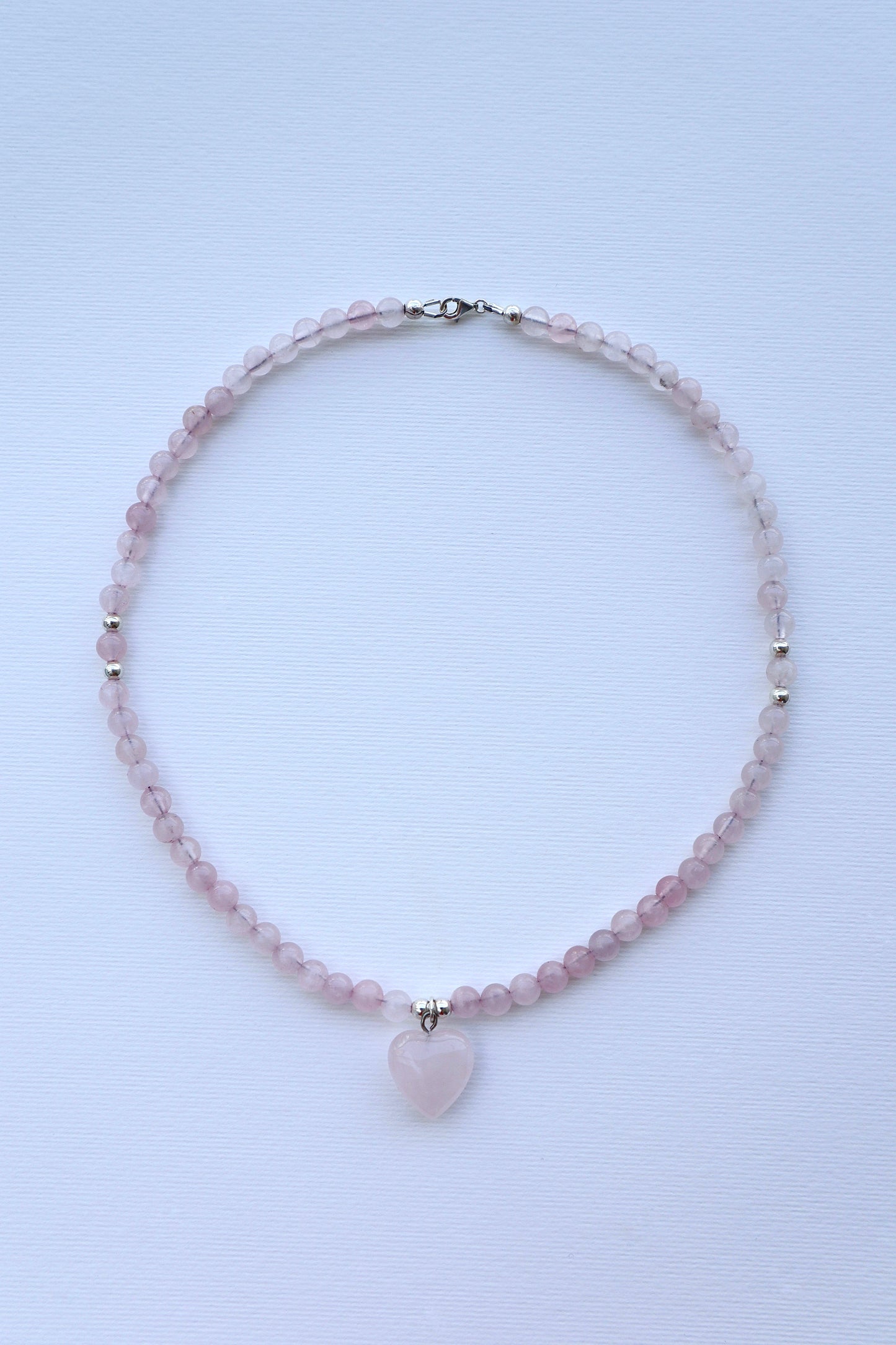 Rose Quartz Necklace with Heart Pendant | 925 Sterling Silver