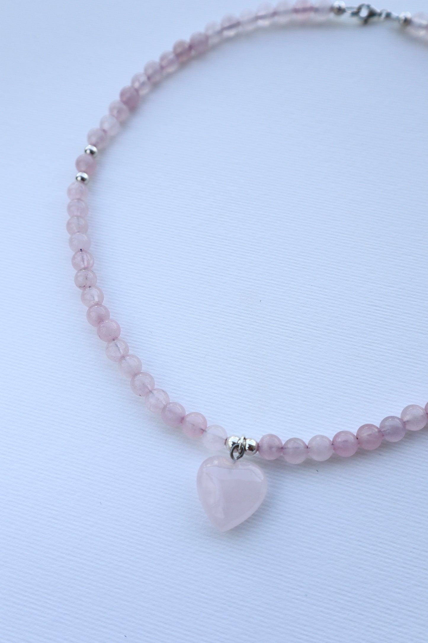 Rose Quartz Necklace with Heart Pendant | 925 Sterling Silver