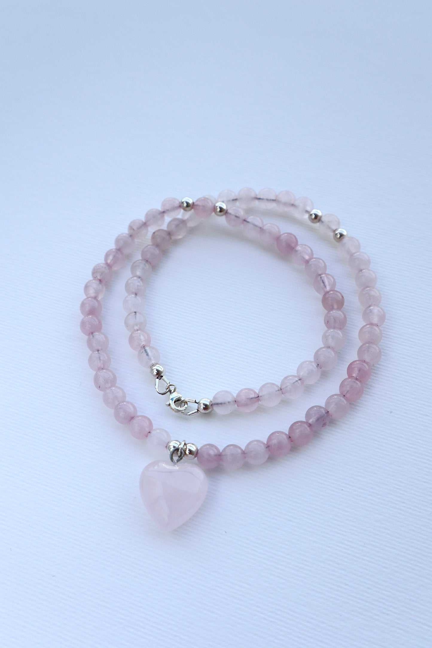 Rose Quartz Necklace with Heart Pendant | 925 Sterling Silver