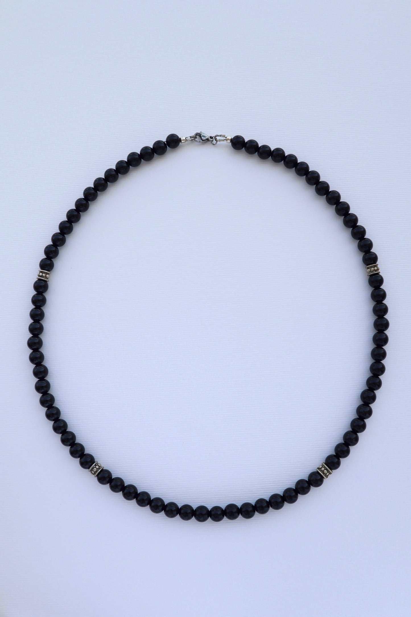 Mens Shiny Onyx beaded Necklace - Nalika Jewelry