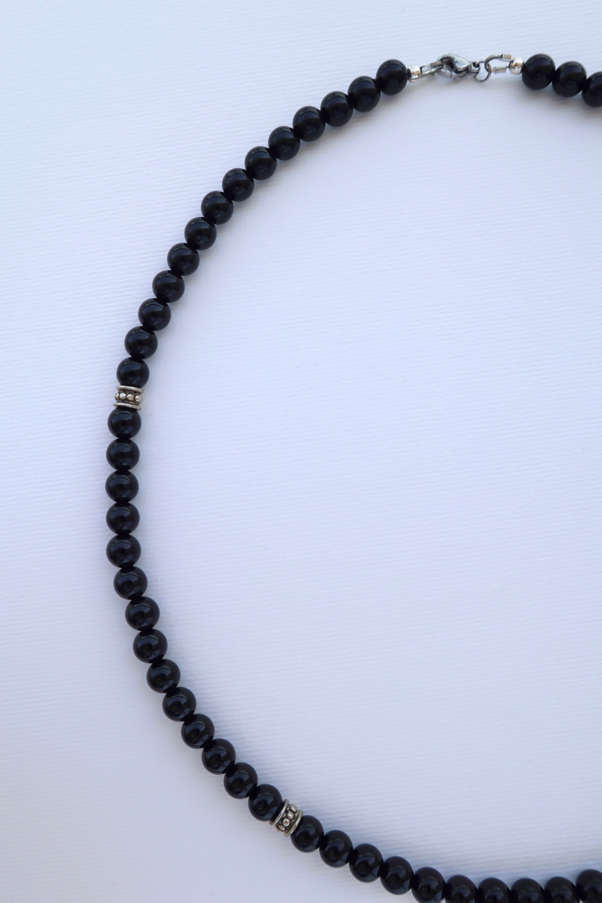 Mens Shiny Onyx beaded Necklace - Nalika Jewelry