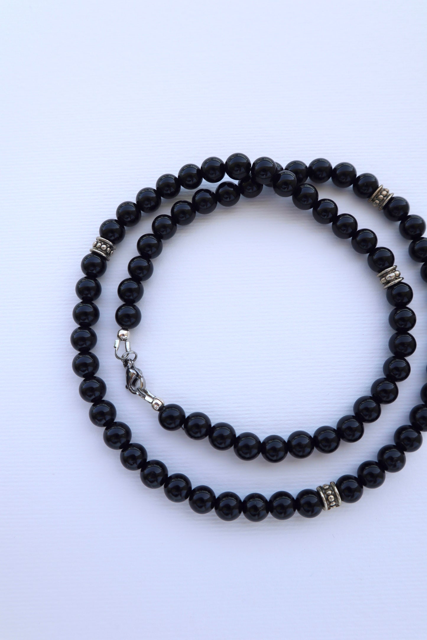 Mens Shiny Onyx beaded Necklace - Nalika Jewelry