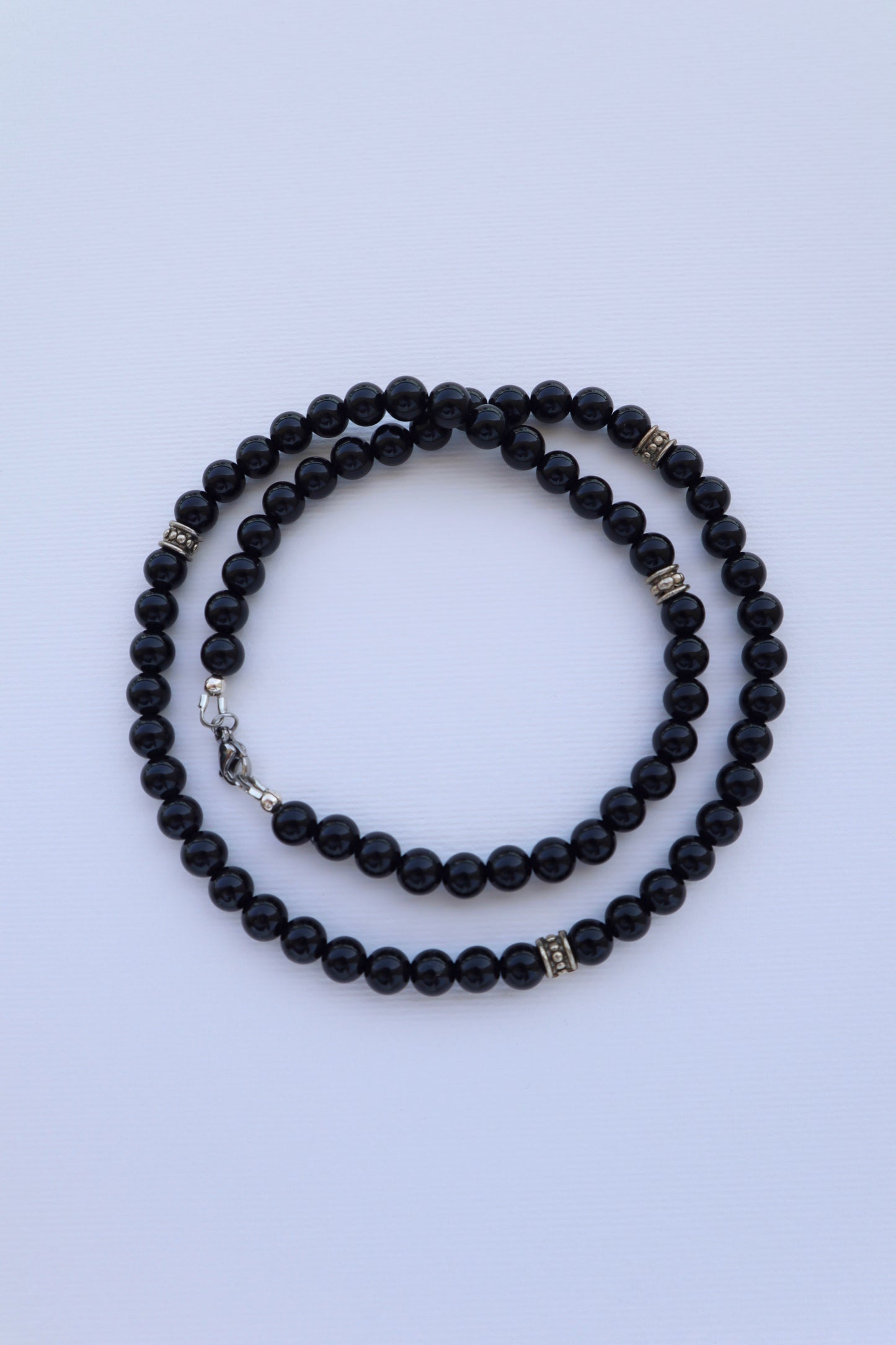 Mens Shiny Onyx beaded Necklace - Nalika Jewelry