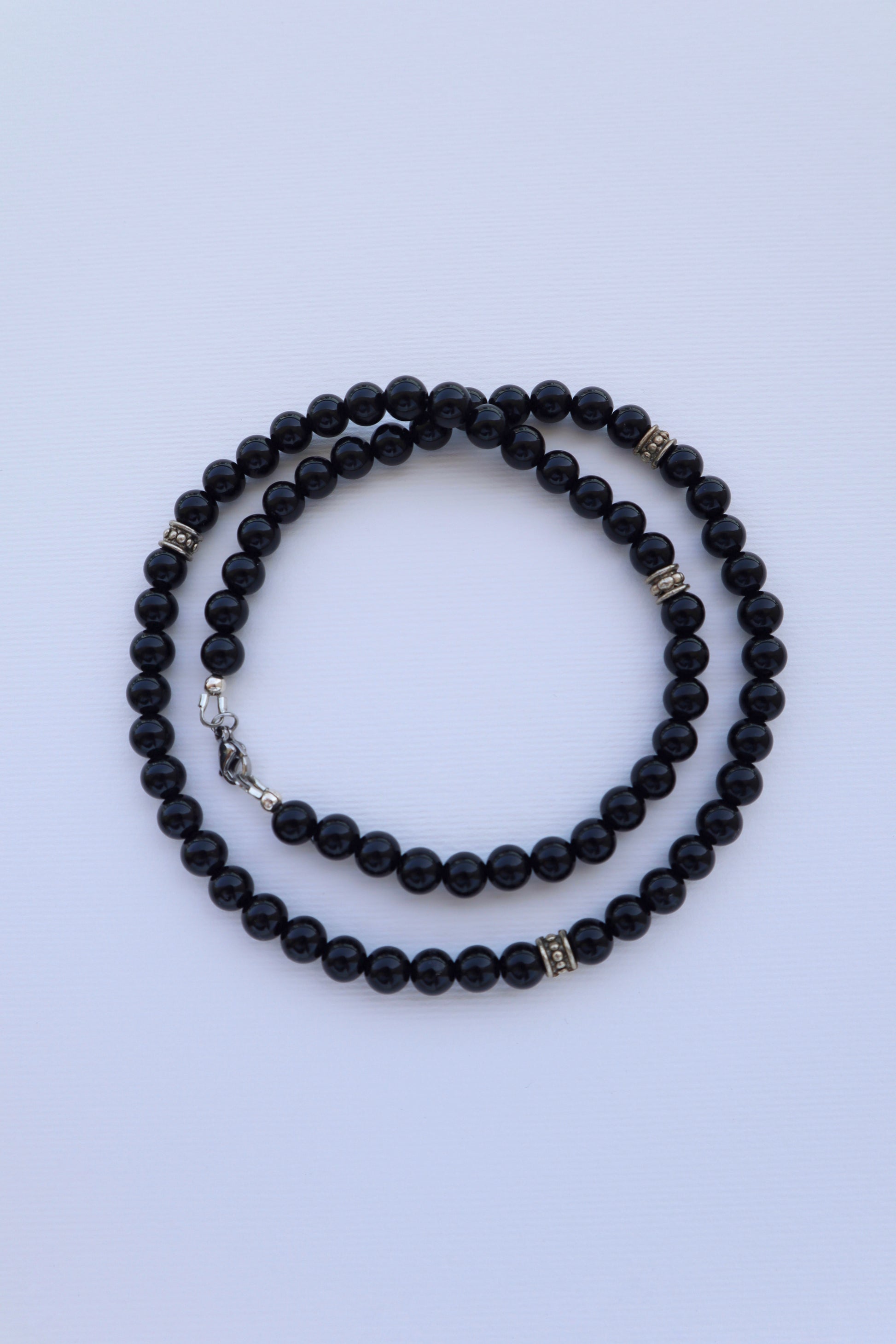 Mens Shiny Onyx beaded Necklace - Nalika Jewelry