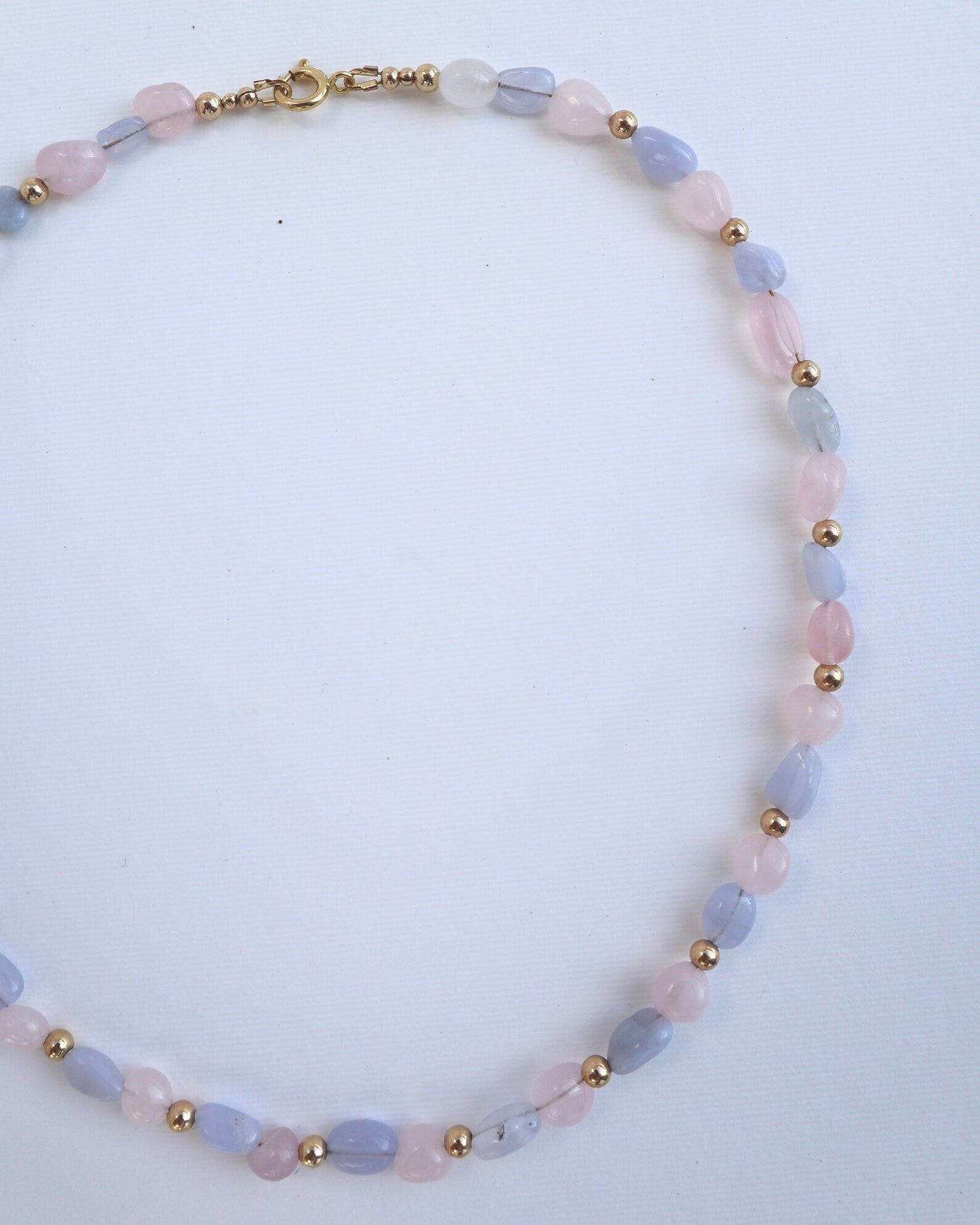 Rose Quartz & Blue Lace Agate Necklace | 14k Gold-Filled - Nalika Jewelry