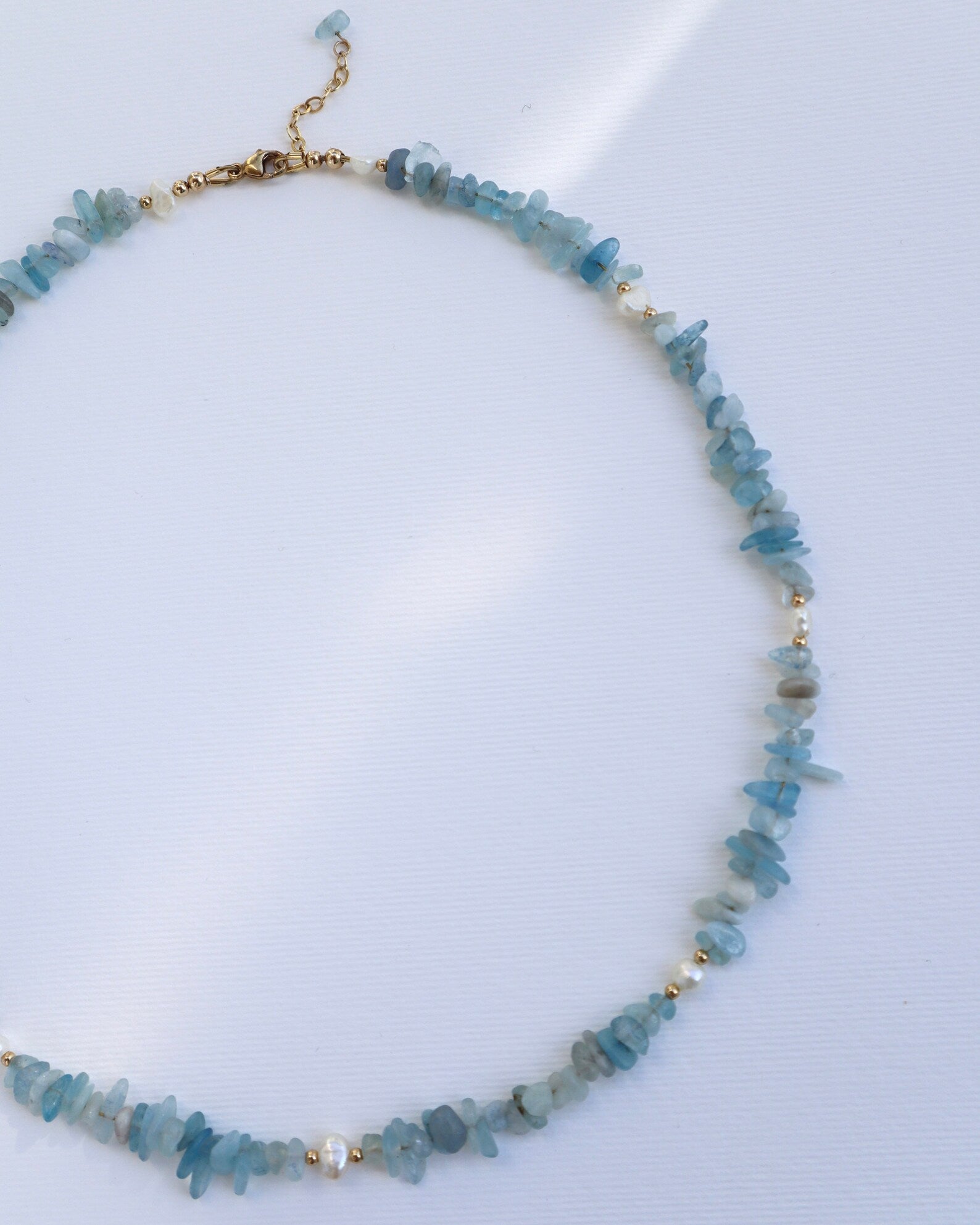 Aquamarine Necklace | Freshwater Pearls | 14K Gold-Filled - Nalika Jewelry