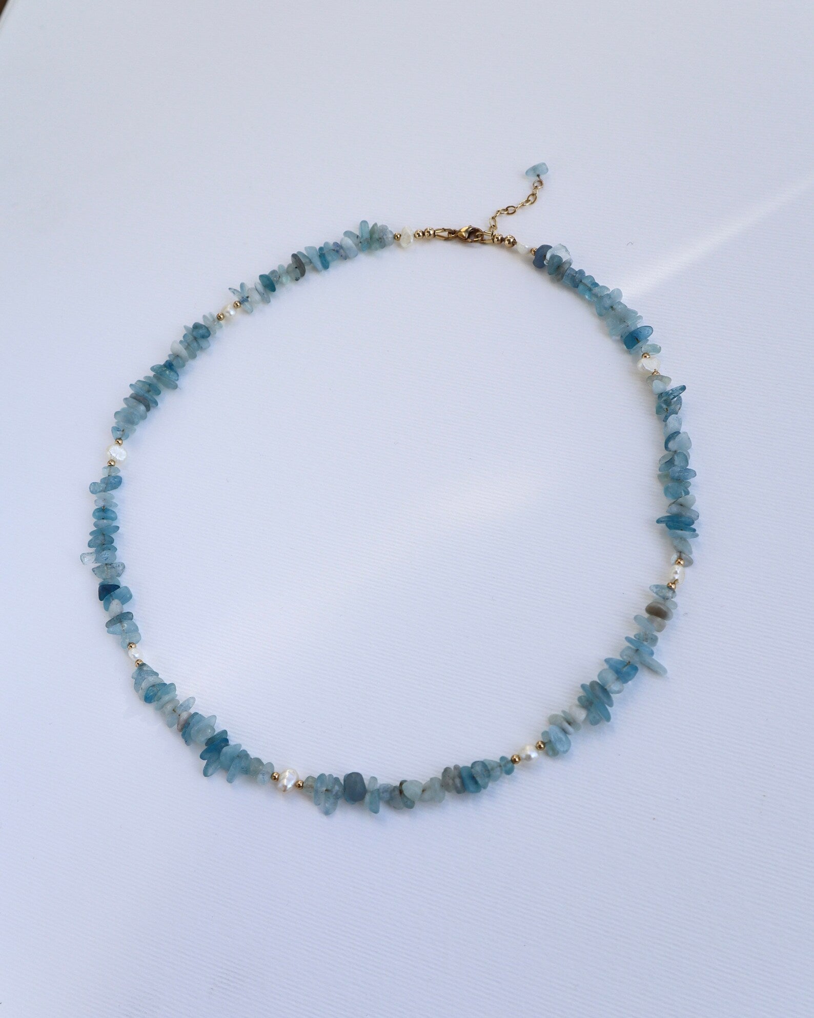 Aquamarine Necklace | Freshwater Pearls | 14K Gold-Filled - Nalika Jewelry