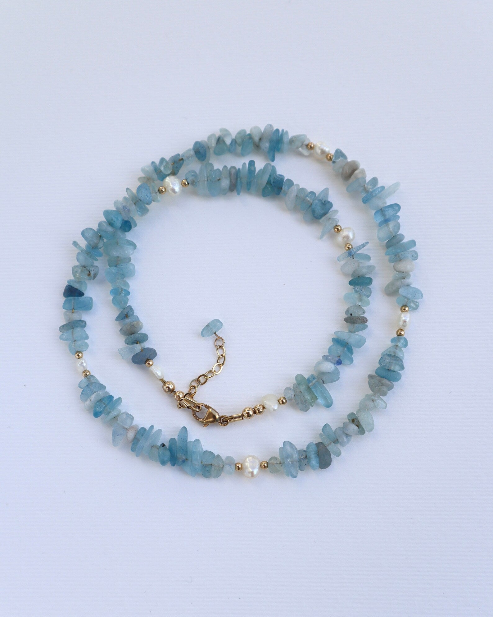 Aquamarine Necklace | Freshwater Pearls | 14K Gold-Filled - Nalika Jewelry