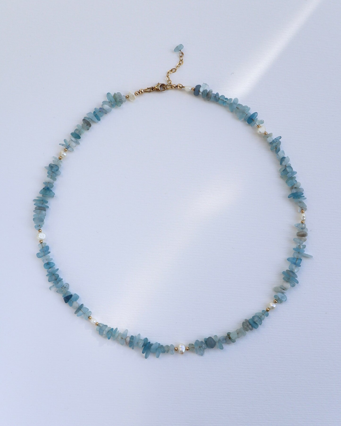 Aquamarine Necklace | Freshwater Pearls | 14K Gold-Filled - Nalika Jewelry