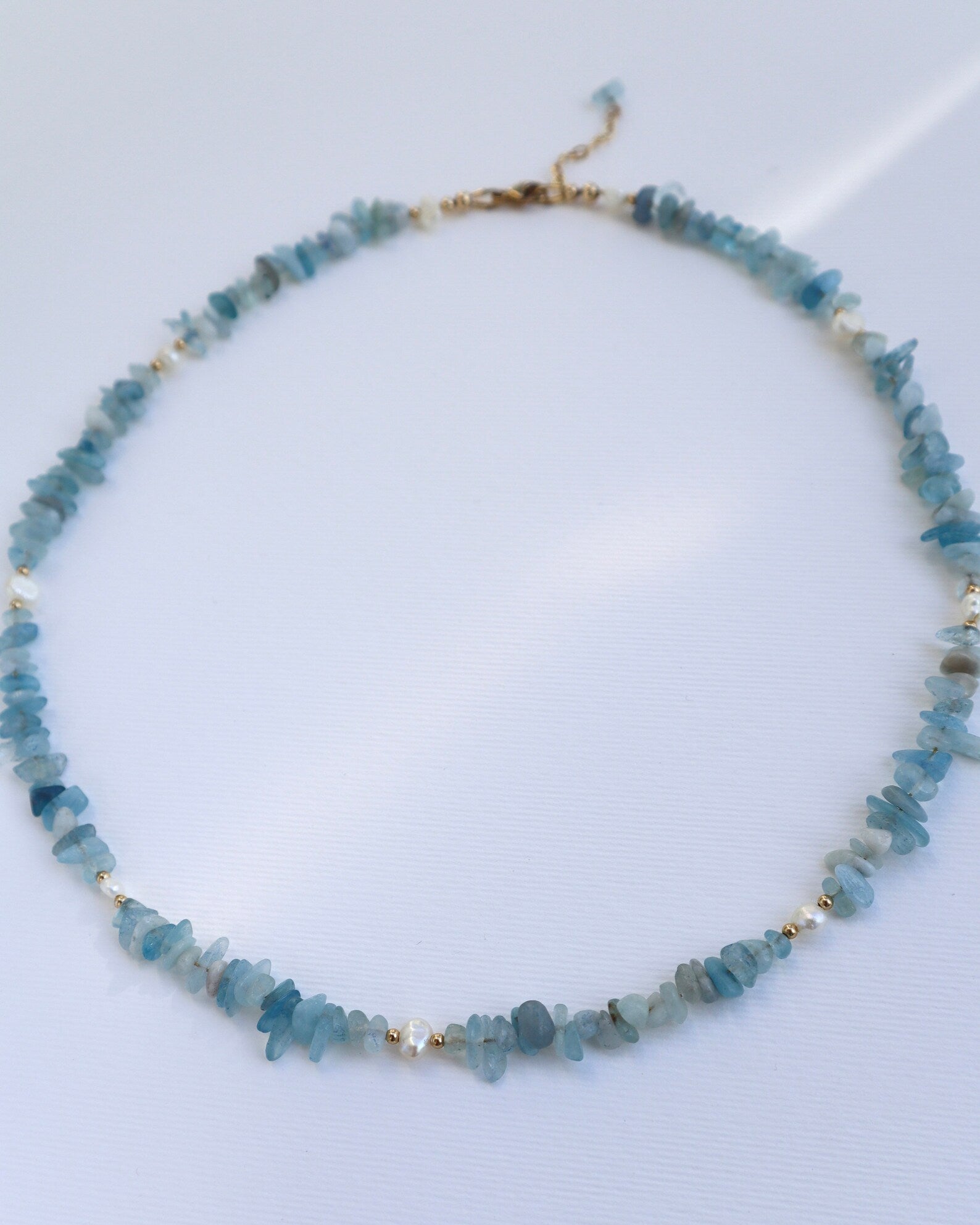 Aquamarine Necklace | Freshwater Pearls | 14K Gold-Filled - Nalika Jewelry