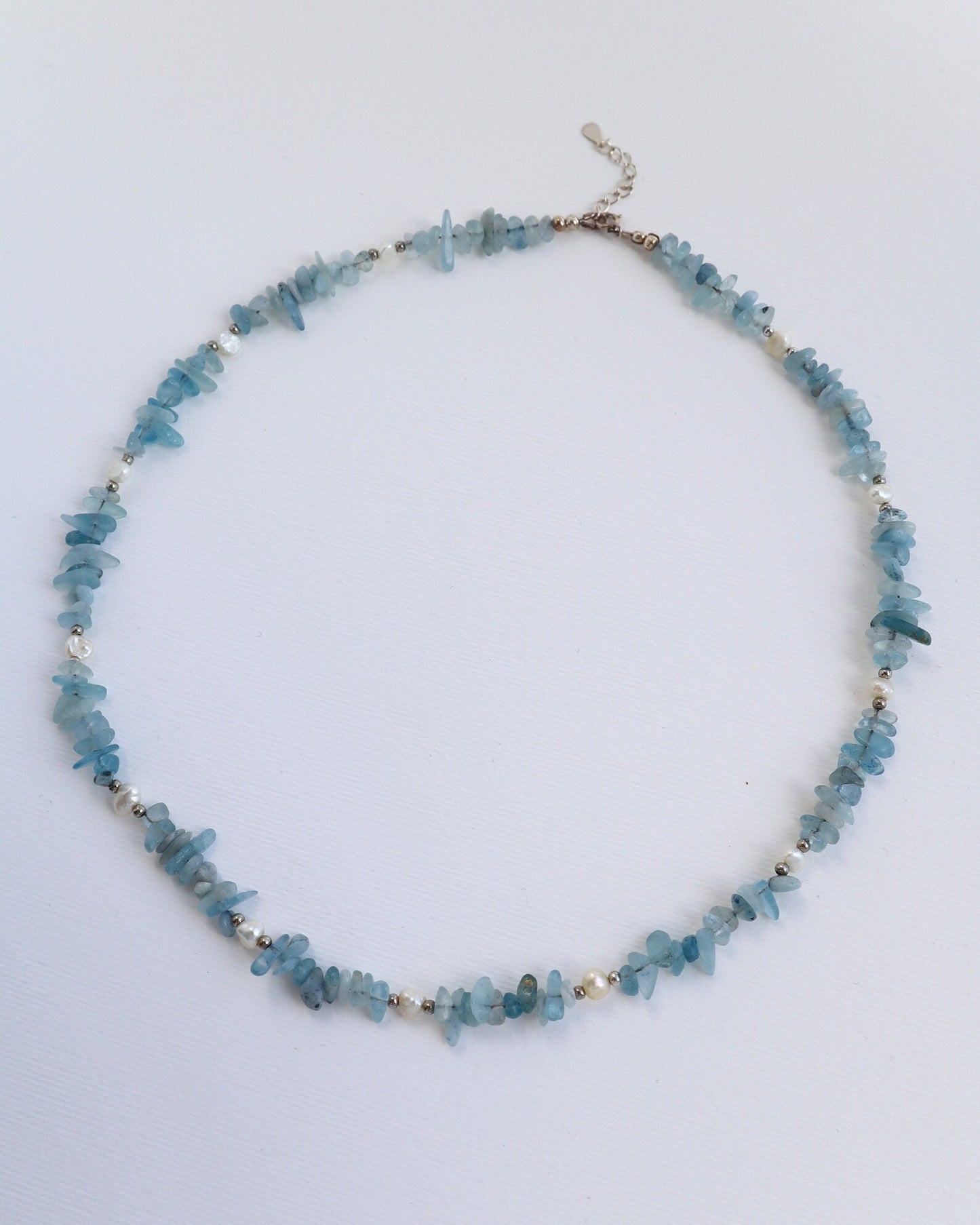 Aquamarine Necklace | Freshwater Pearls | 925 Sterling Silver - Nalika Jewelry