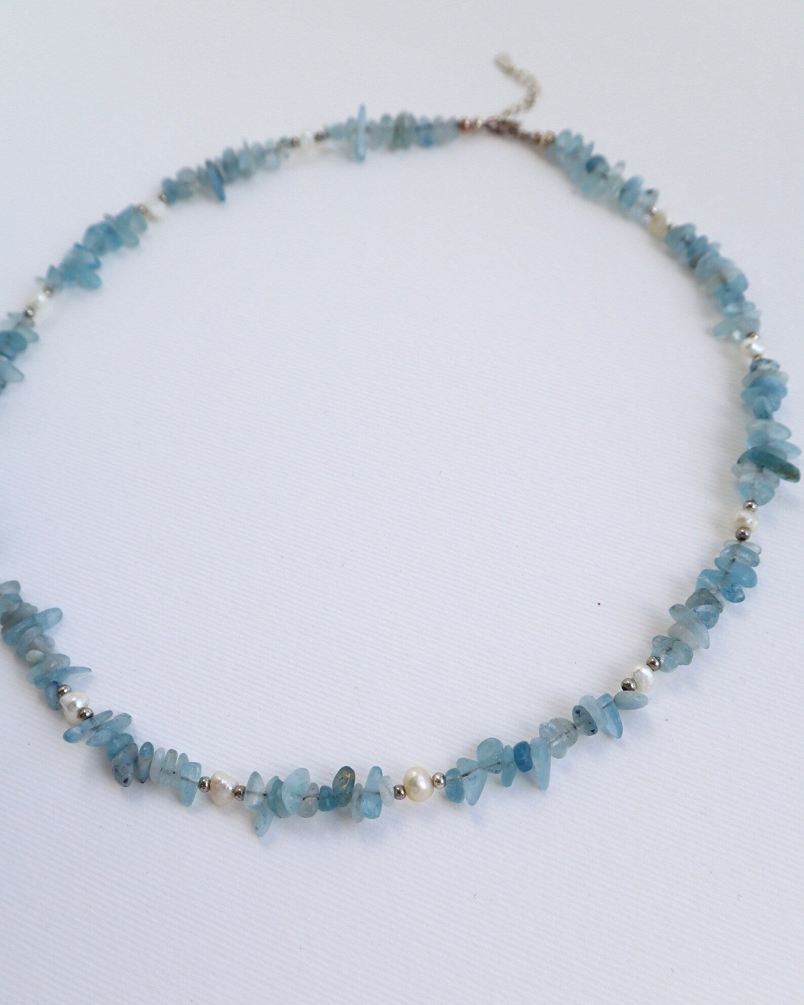 Aquamarine Necklace | Freshwater Pearls | 925 Sterling Silver - Nalika Jewelry