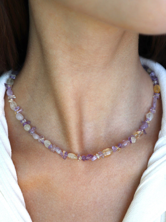 Ametrine Necklace | Amethyst & Citrine | 925 Sterling Silver - Nalika Jewelry