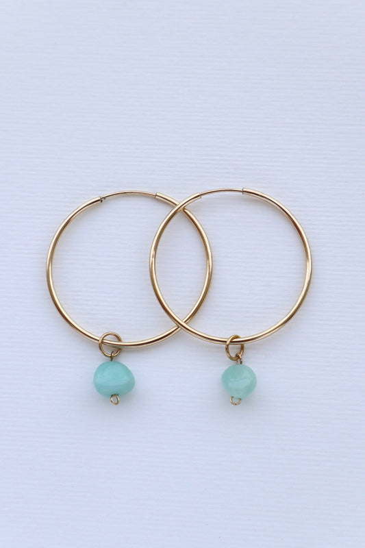 Amazonite Earrings Hoops | 14k Gold-Filled - Nalika Jewelry