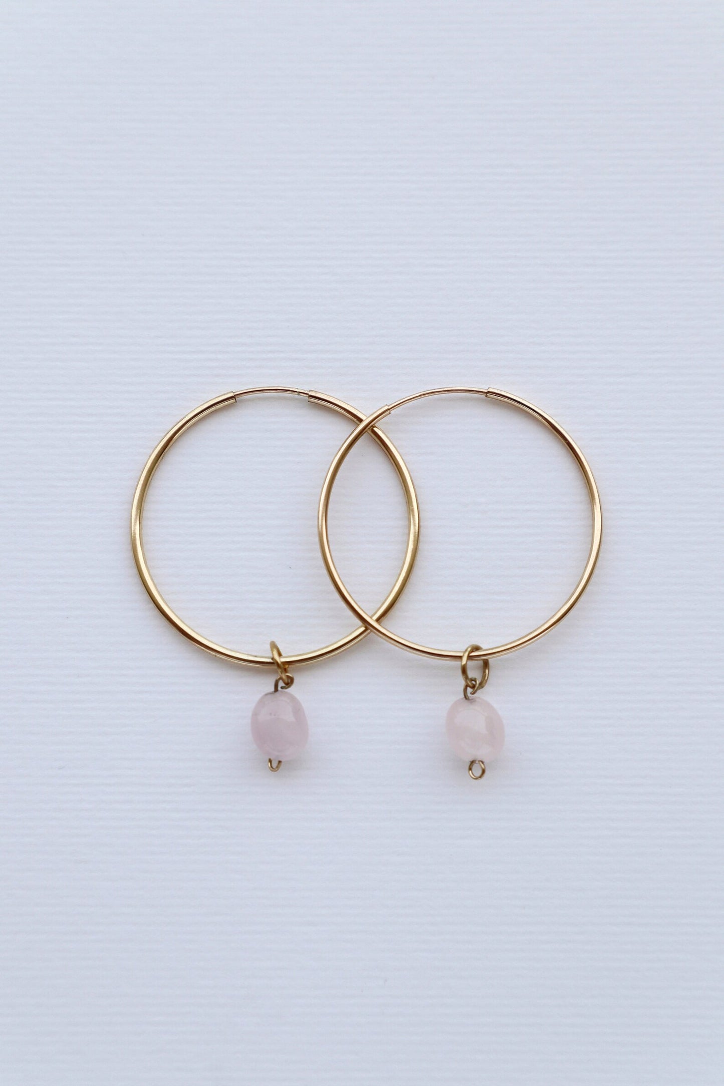 Rose Quartz Earrings Hoops | 14k Gold-Filled - Nalika Jewelry