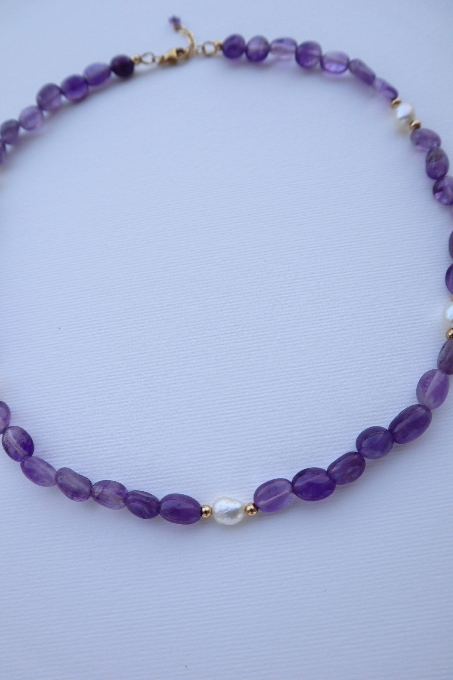 Amethyst & Freshwater Pearls Necklace | 14K Gold-Filled - Nalika Jewelry