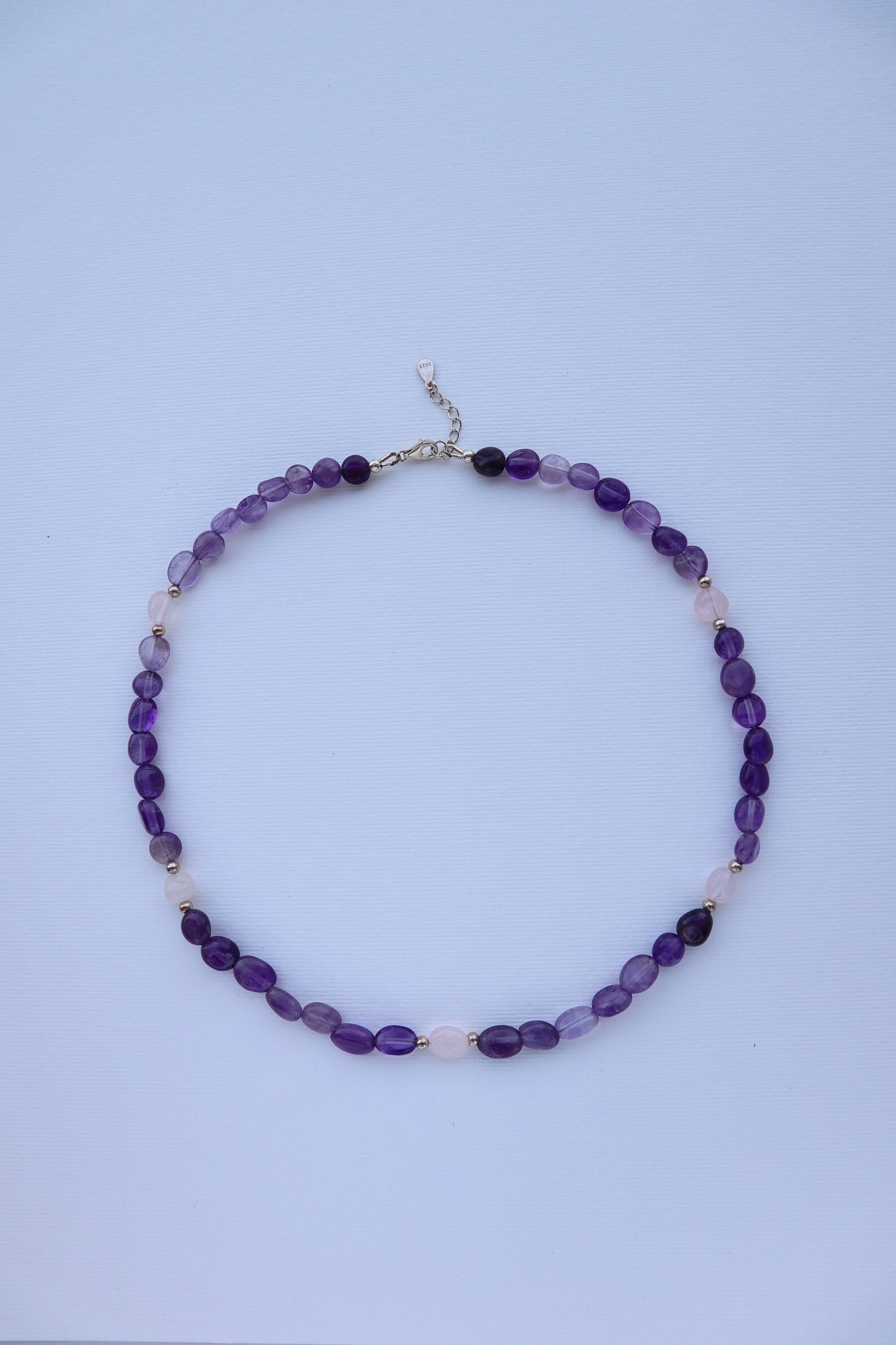 Amethyst & Rose Quartz Necklace | 925 Sterling Silver - Nalika Jewelry