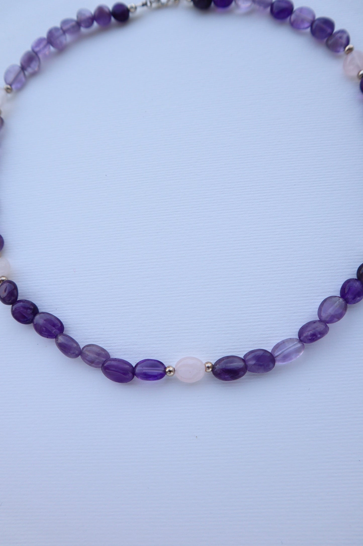 Amethyst & Rose Quartz Necklace | 925 Sterling Silver - Nalika Jewelry