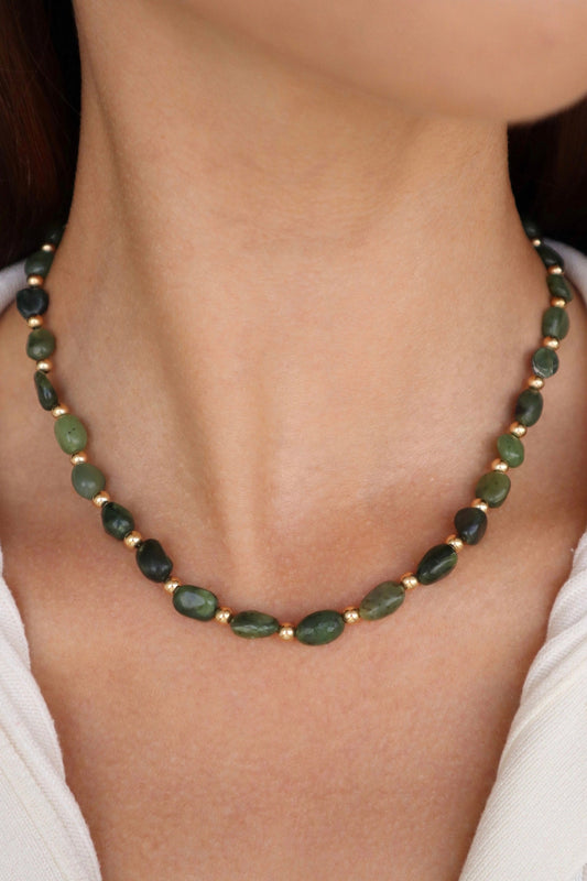 Green Jade & 14k Gold Filled Beads - Nalika Jewelry