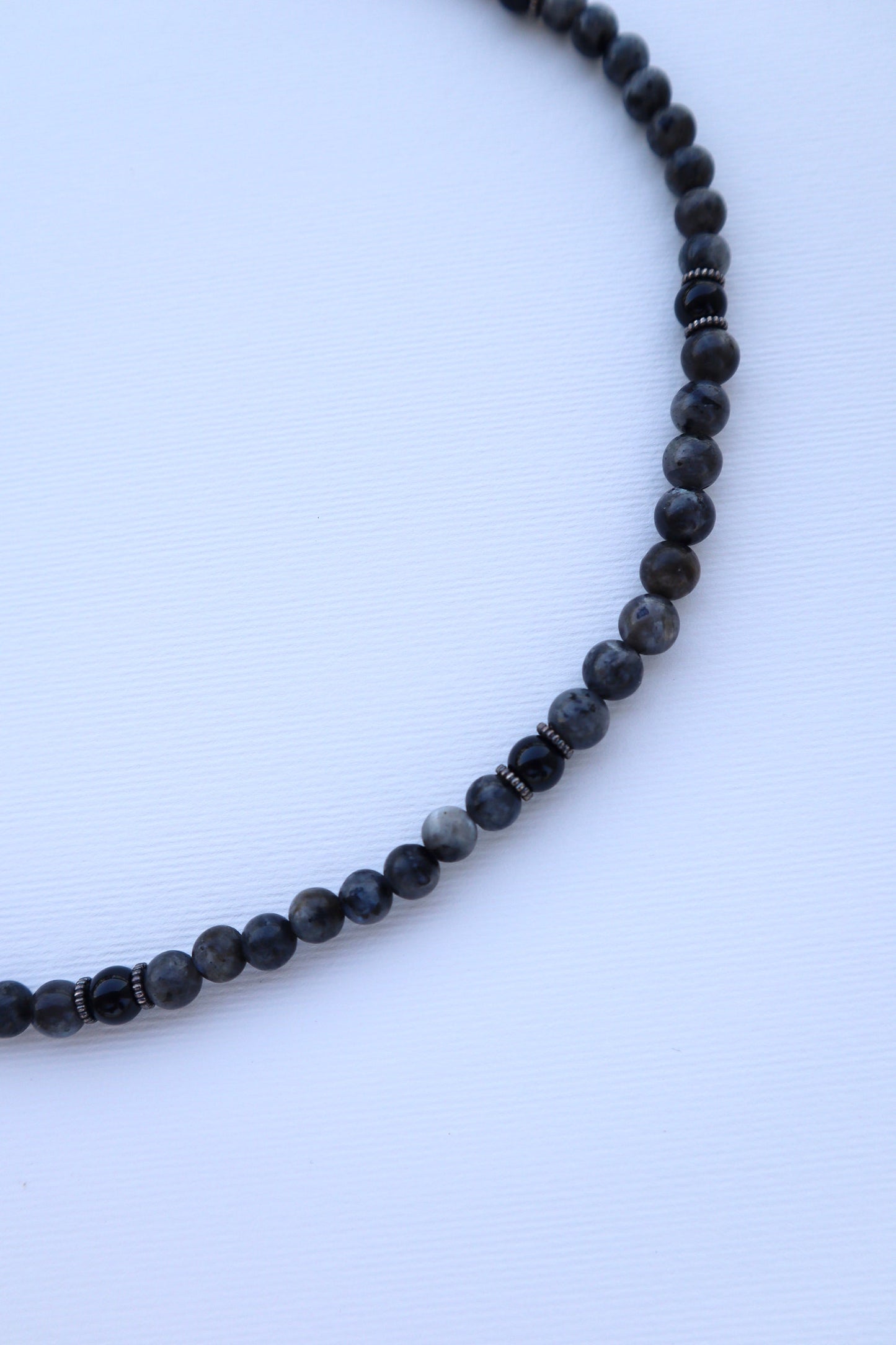 Mens Labradorite & Onyx beaded Necklace | 925 Sterling Silver - Nalika Jewelry