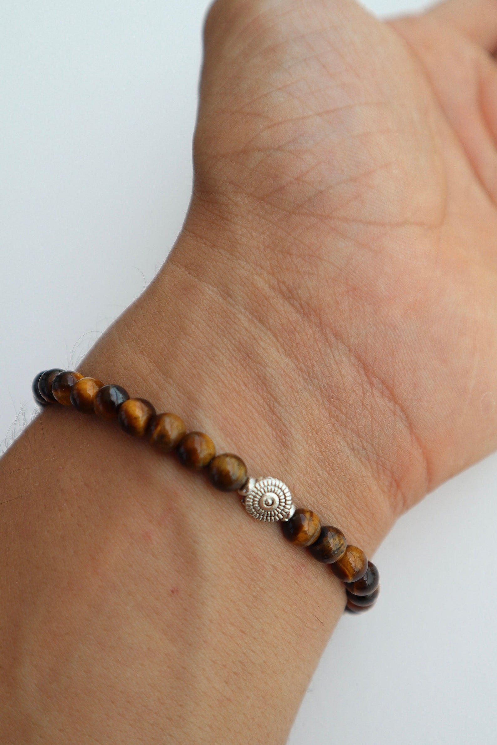 Mens Tiger’s Eye & shiny Onyx beaded Bracelet | 925 Sterling Silver - Nalika Jewelry