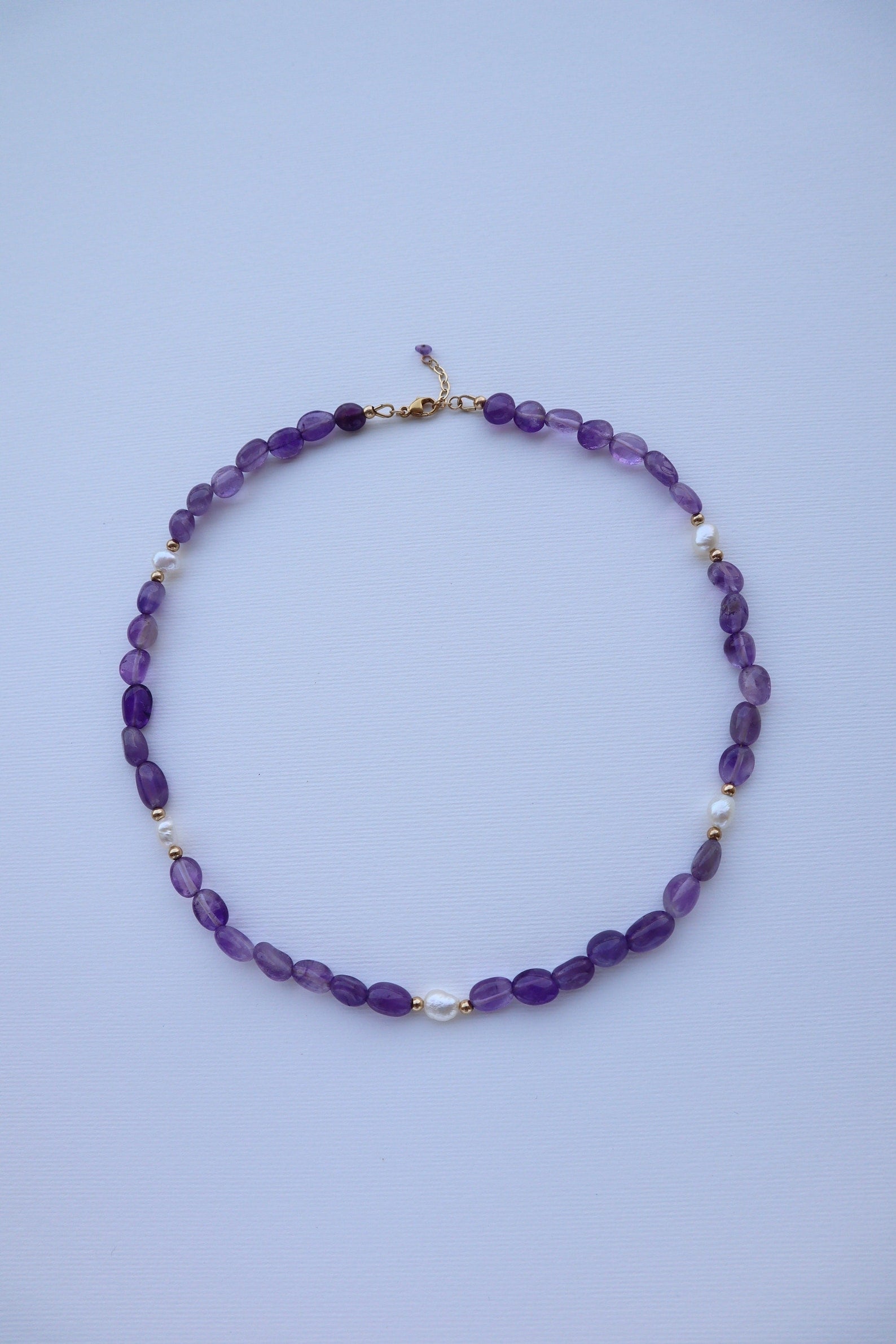 Amethyst & Freshwater Pearls Necklace | 14K Gold-Filled - Nalika Jewelry