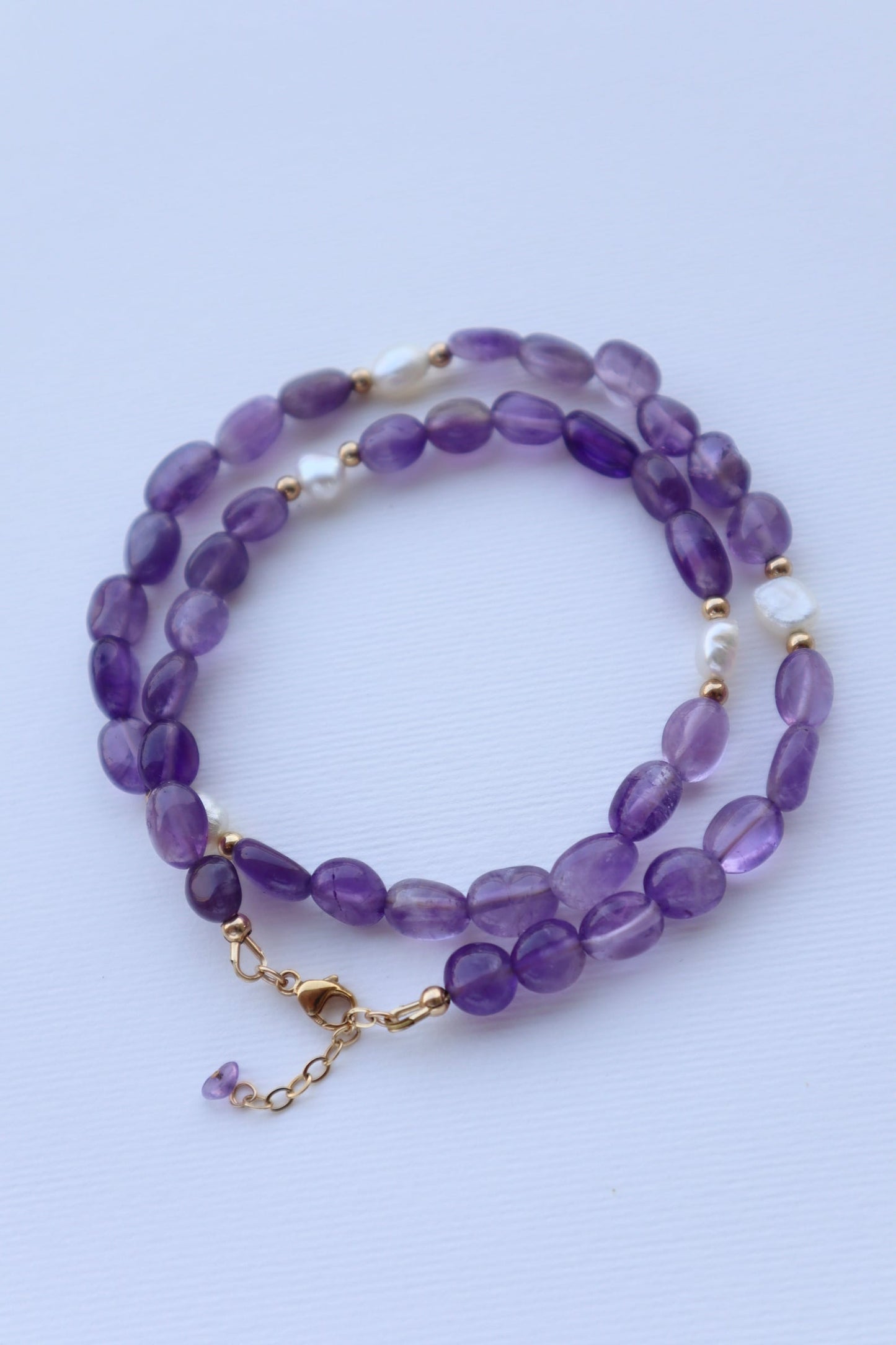 Amethyst & Freshwater Pearls Necklace | 14K Gold-Filled - Nalika Jewelry