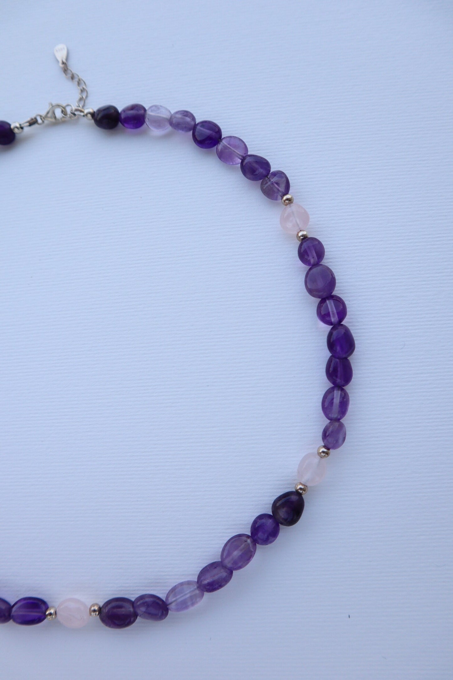 Amethyst & Rose Quartz Necklace | 925 Sterling Silver - Nalika Jewelry