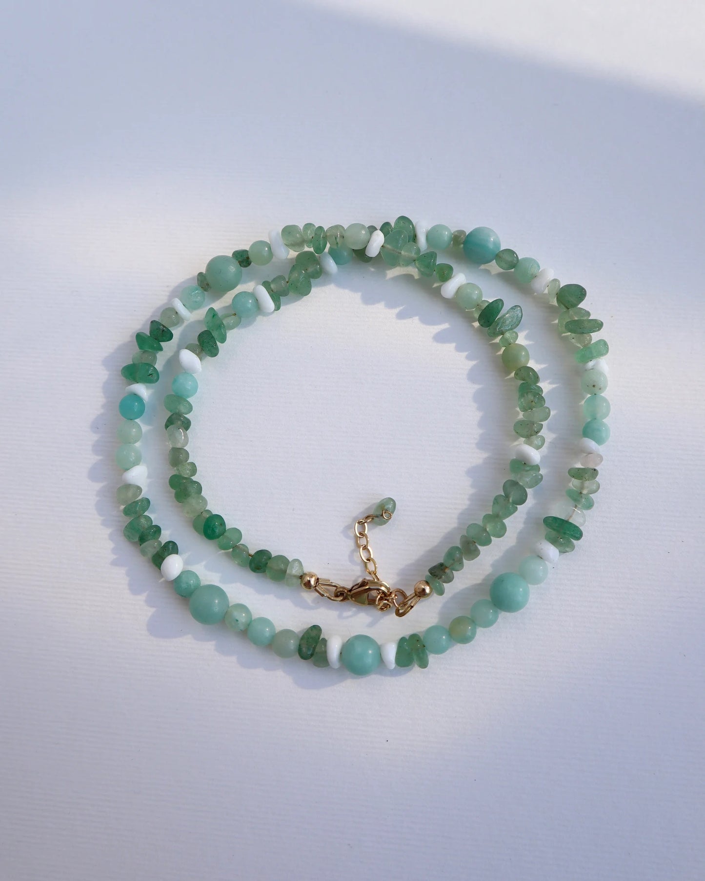 Green Aventurine & White Coral Necklace | 14k Gold-Filled - Nalika Jewelry