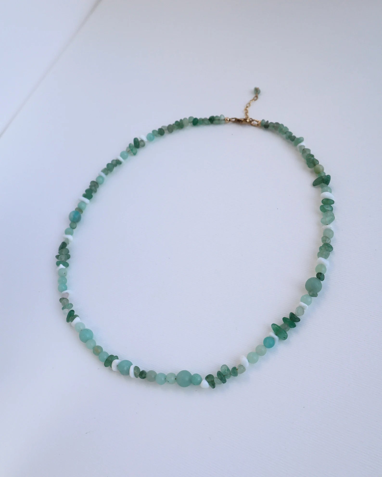 Green Aventurine & White Coral Necklace | 14k Gold-Filled - Nalika Jewelry