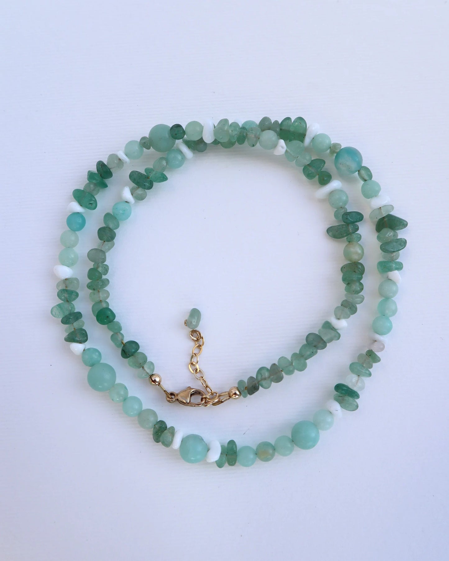 Green Aventurine & White Coral Necklace | 14k Gold-Filled - Nalika Jewelry