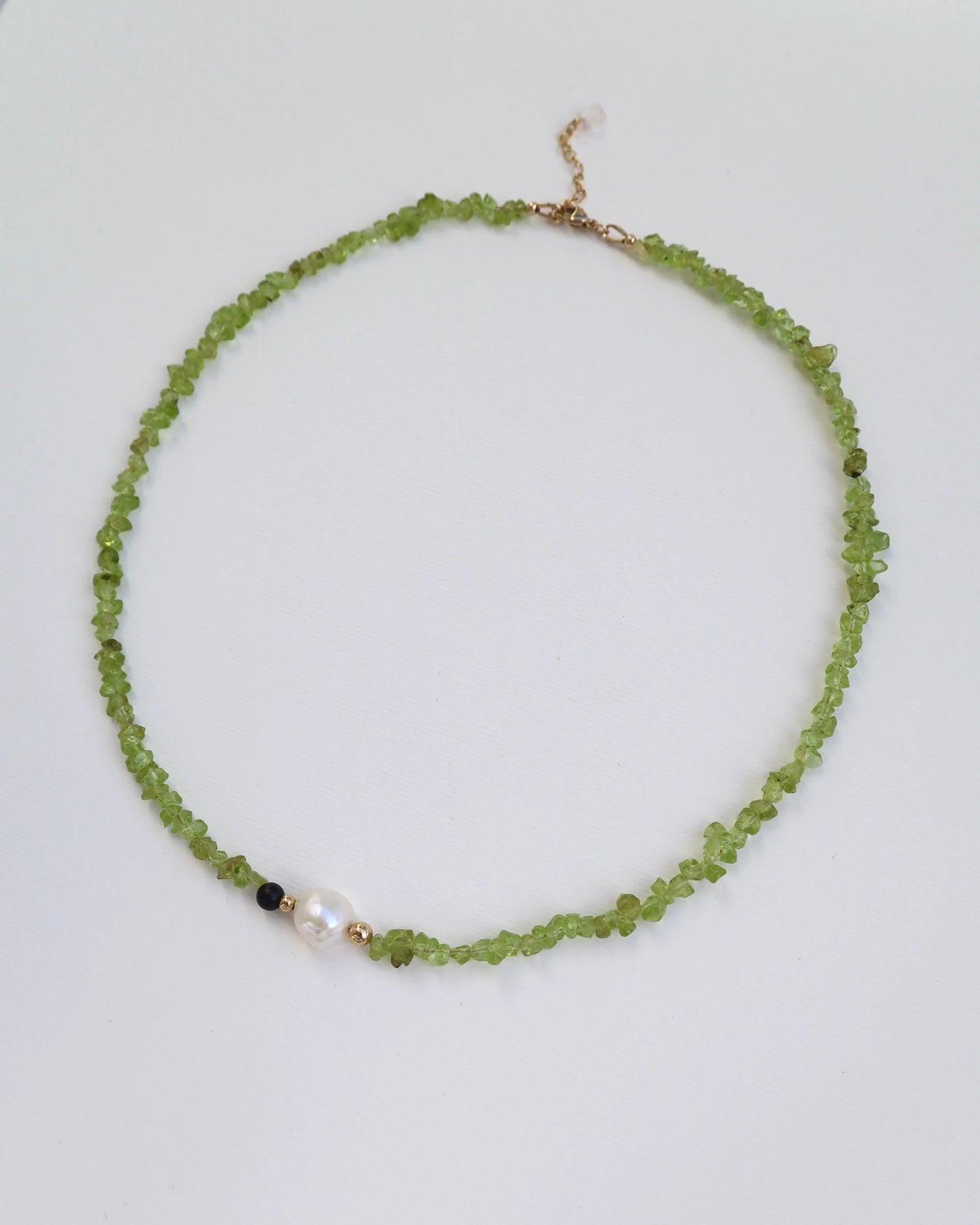 Peridot Necklace | Freshwater Pearl | Gold-Filled | Indian Agate Detail - Nalika Jewelry