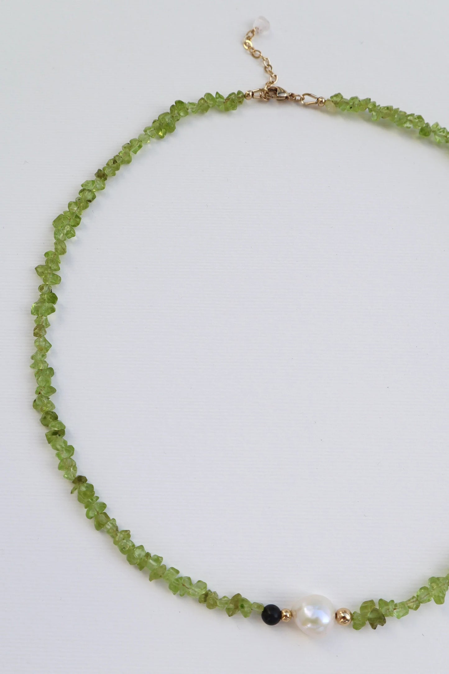 Peridot Necklace | Freshwater Pearl | Gold-Filled | Indian Agate Detail - Nalika Jewelry