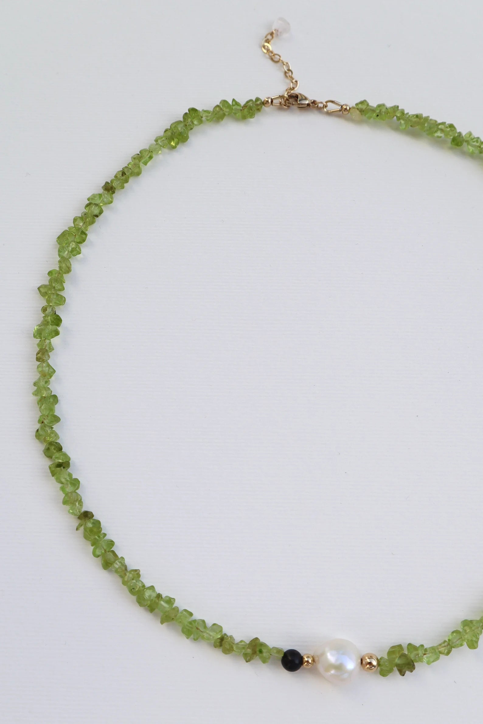 Peridot Necklace | Freshwater Pearl | Gold-Filled | Indian Agate Detail - Nalika Jewelry