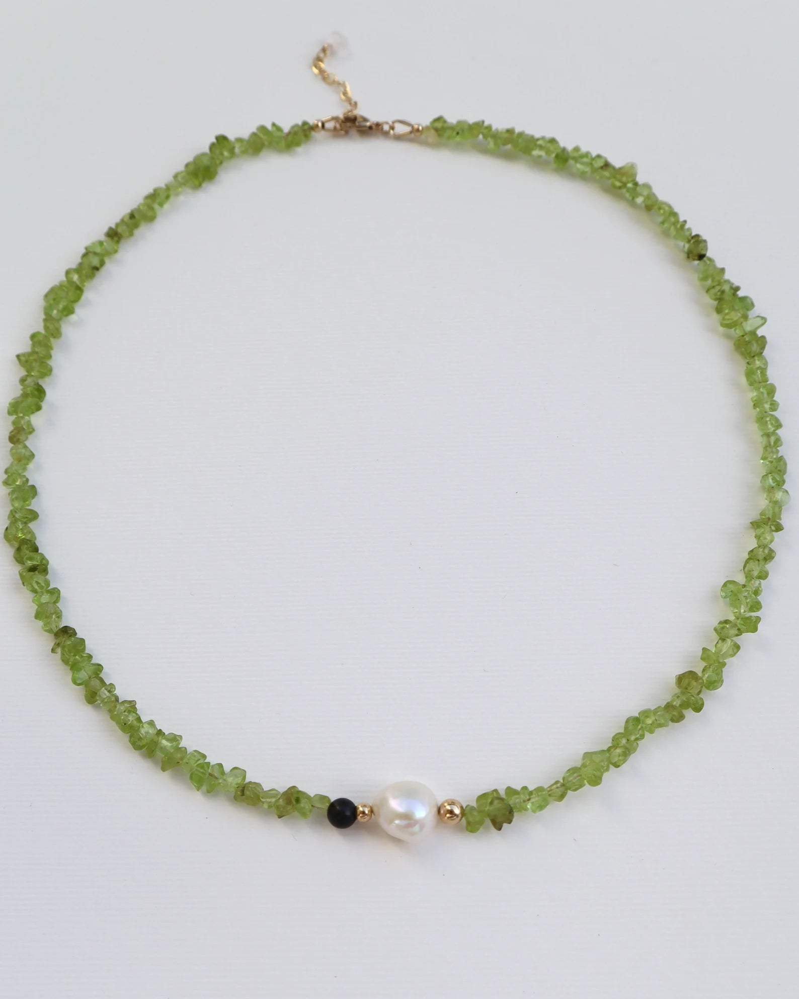 Peridot Necklace | Freshwater Pearl | Gold-Filled | Indian Agate Detail - Nalika Jewelry